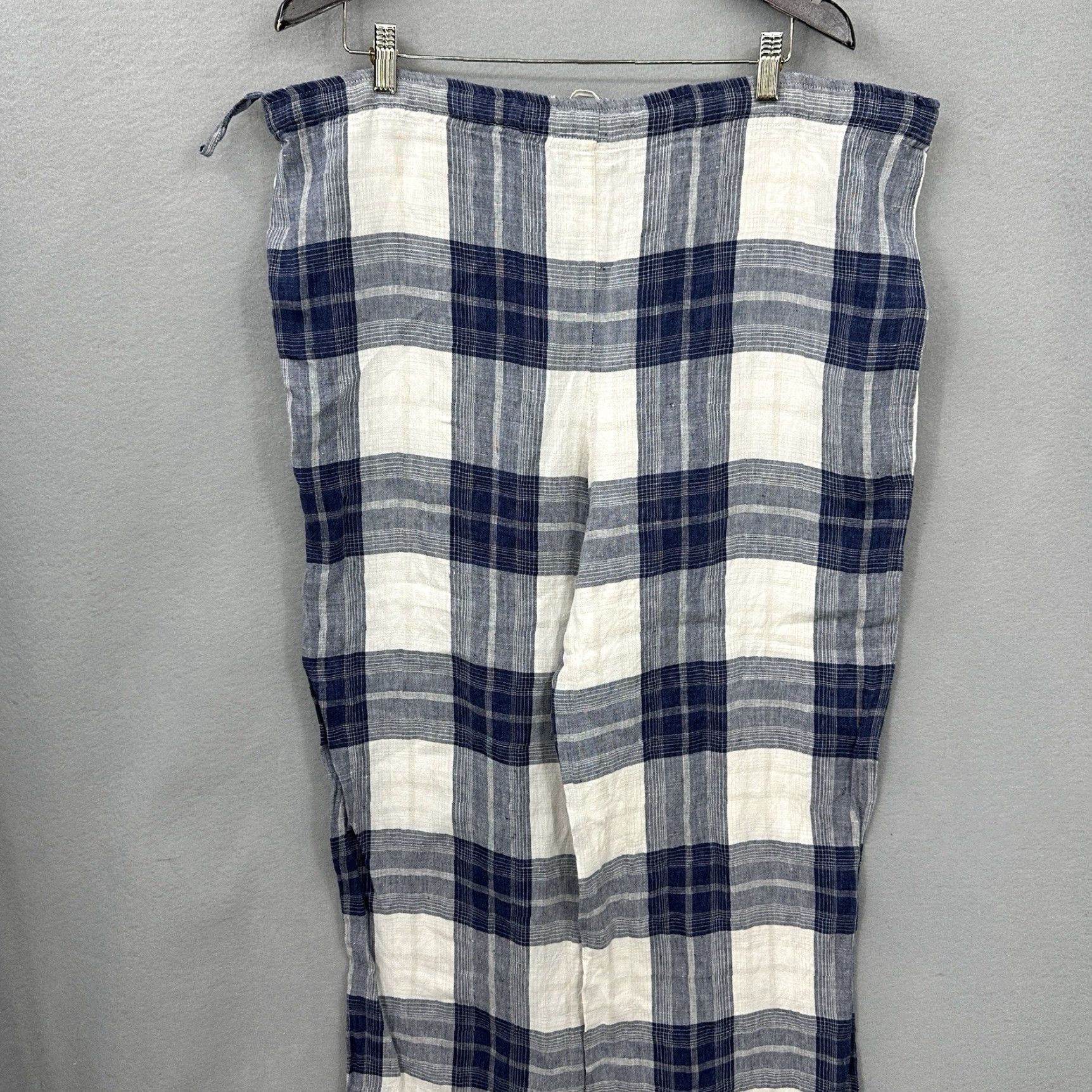 eskandar Eskandar Linen Wide Leg Pants Women L Plaid Lagenlook Quiet Cottagecore READ Shirt Wide-Leg Pants Women L Blue Plaid 90s Cottagecore Bohemian Pockets Size 36" / US 14 / IT 50 - 5 Thumbnail