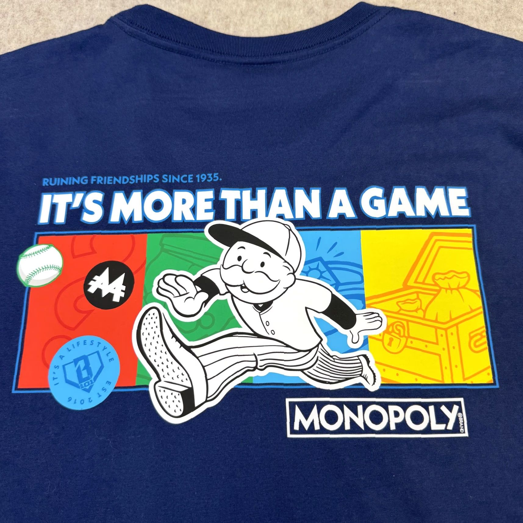 Vintage MONOPOLY Shirt Mens Large Blue It's More Than A Game Graphic Tee Mr Monopoly Size US L / EU 52-54 / 3 - 6 Thumbnail