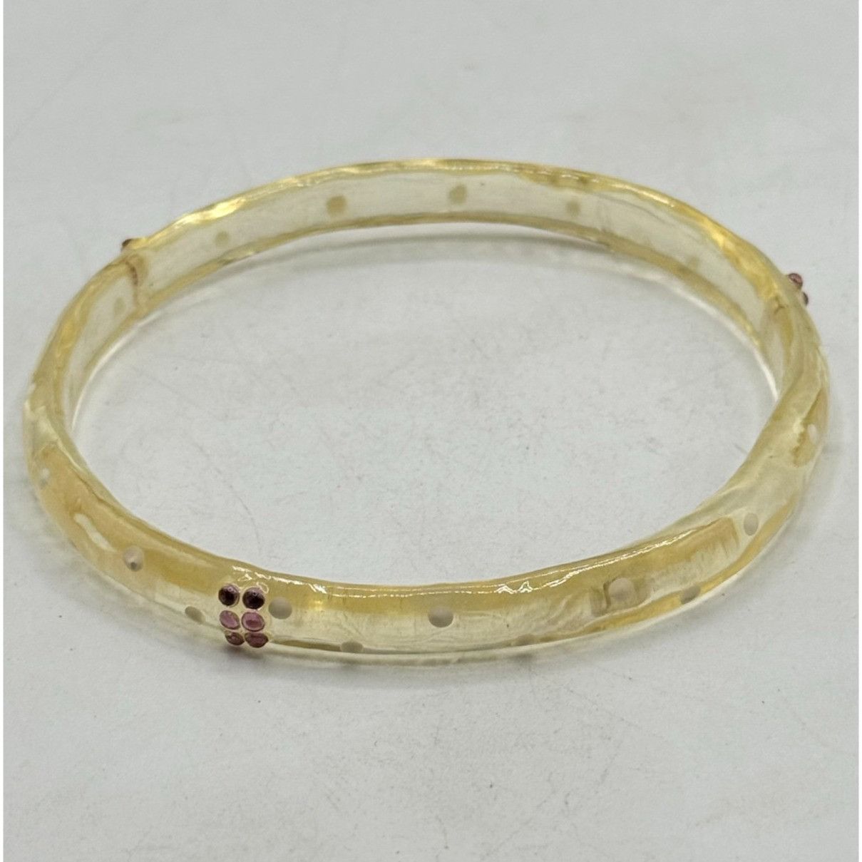 Vintage Vintage painted pink dot rhinestone lucite bangle bracelet Size ONE SIZE - 1 Thumbnail