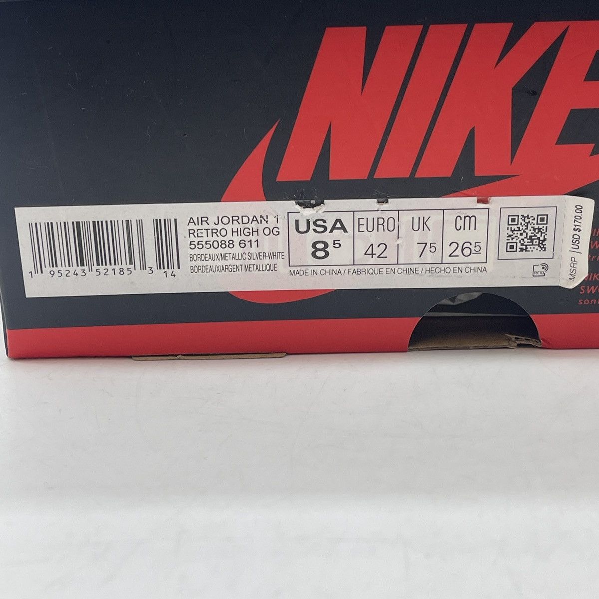 Nike Air jordan 1 high Bordeaux Size US 8.5 / EU 41-42 - 9 Thumbnail