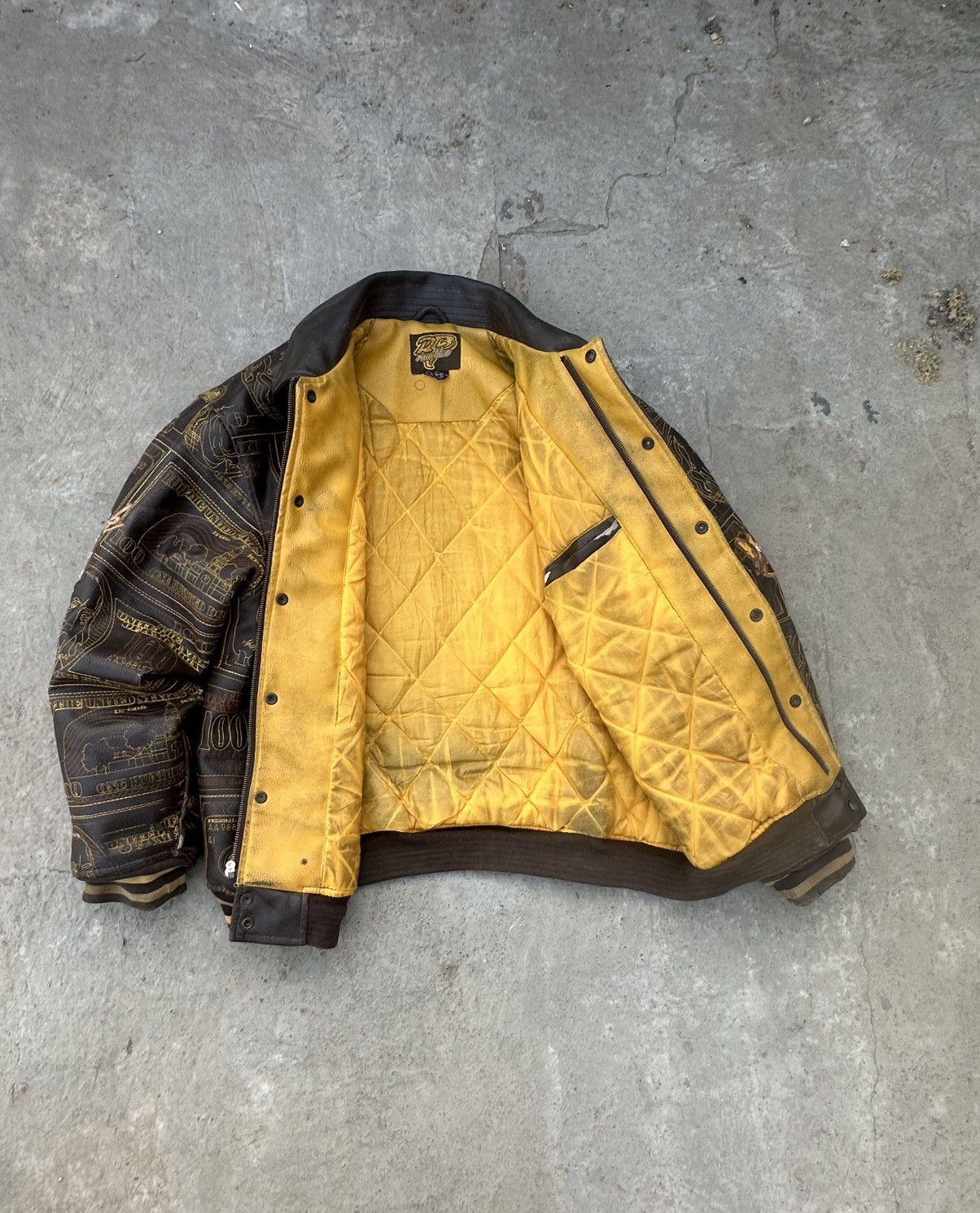 Pelle Pelle Vintage Y2K Raw Blue “Bank Roll Crew” Leather Jacket Size US XL / EU 56 / 4 - 7 Thumbnail