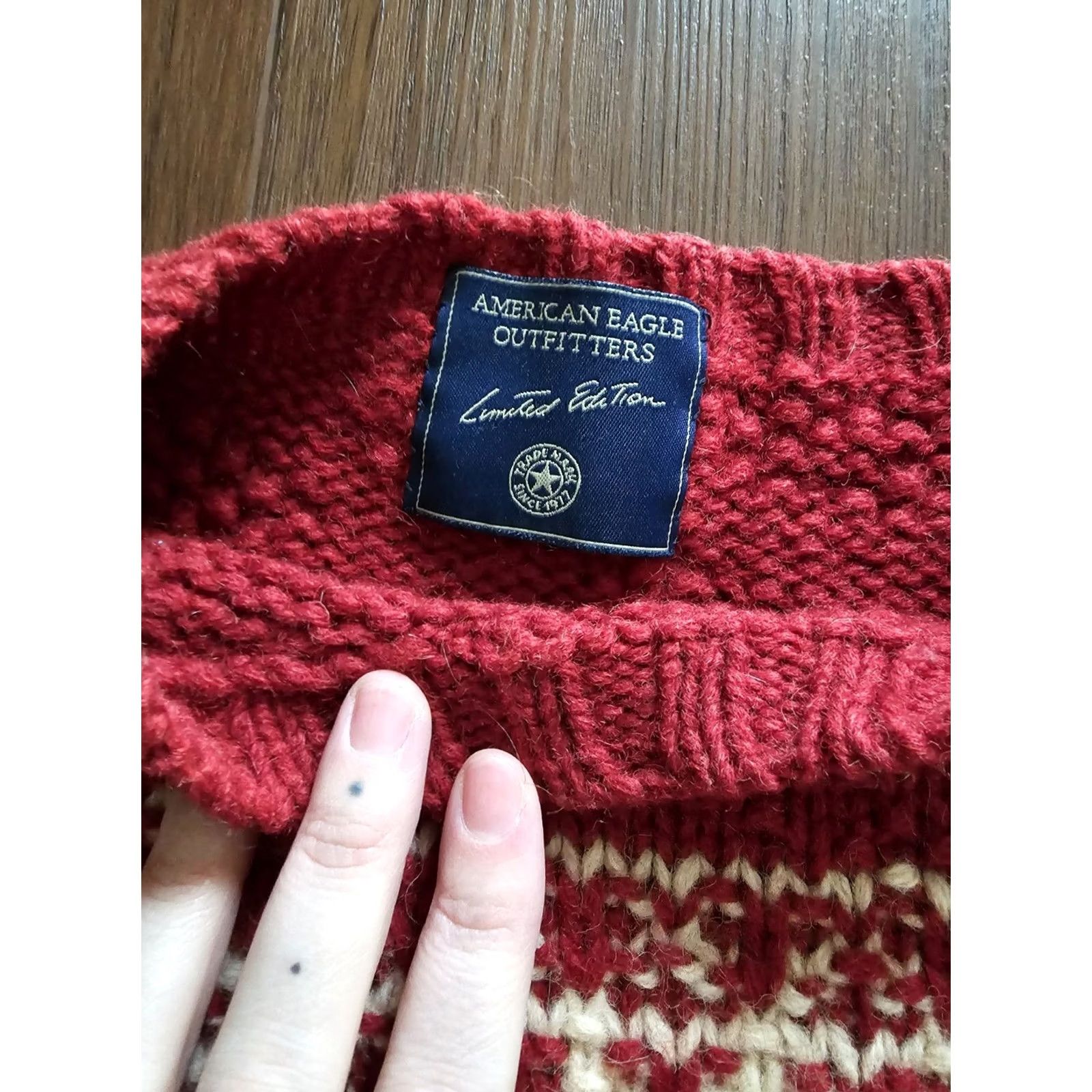 Vintage VINTAGE American Eagle Chunky Knit Sweater Red XL Grunge 1990s Wool Blend Unisex Large Size US XL / EU 56 / 4 - 5 Thumbnail