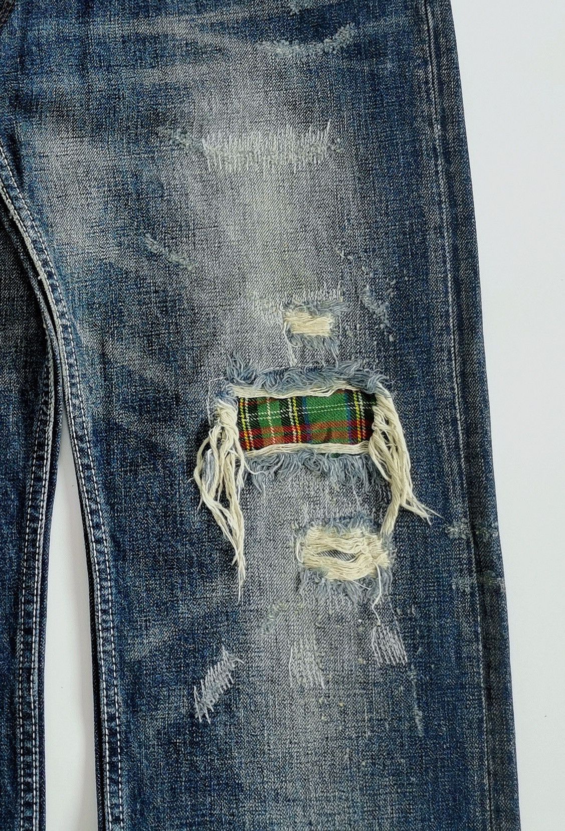 Takeo Kikuchi Takeo Kikuchi Plaid Patchwork Denim Jeans ERD Grunge Size US 31 - 3 Thumbnail
