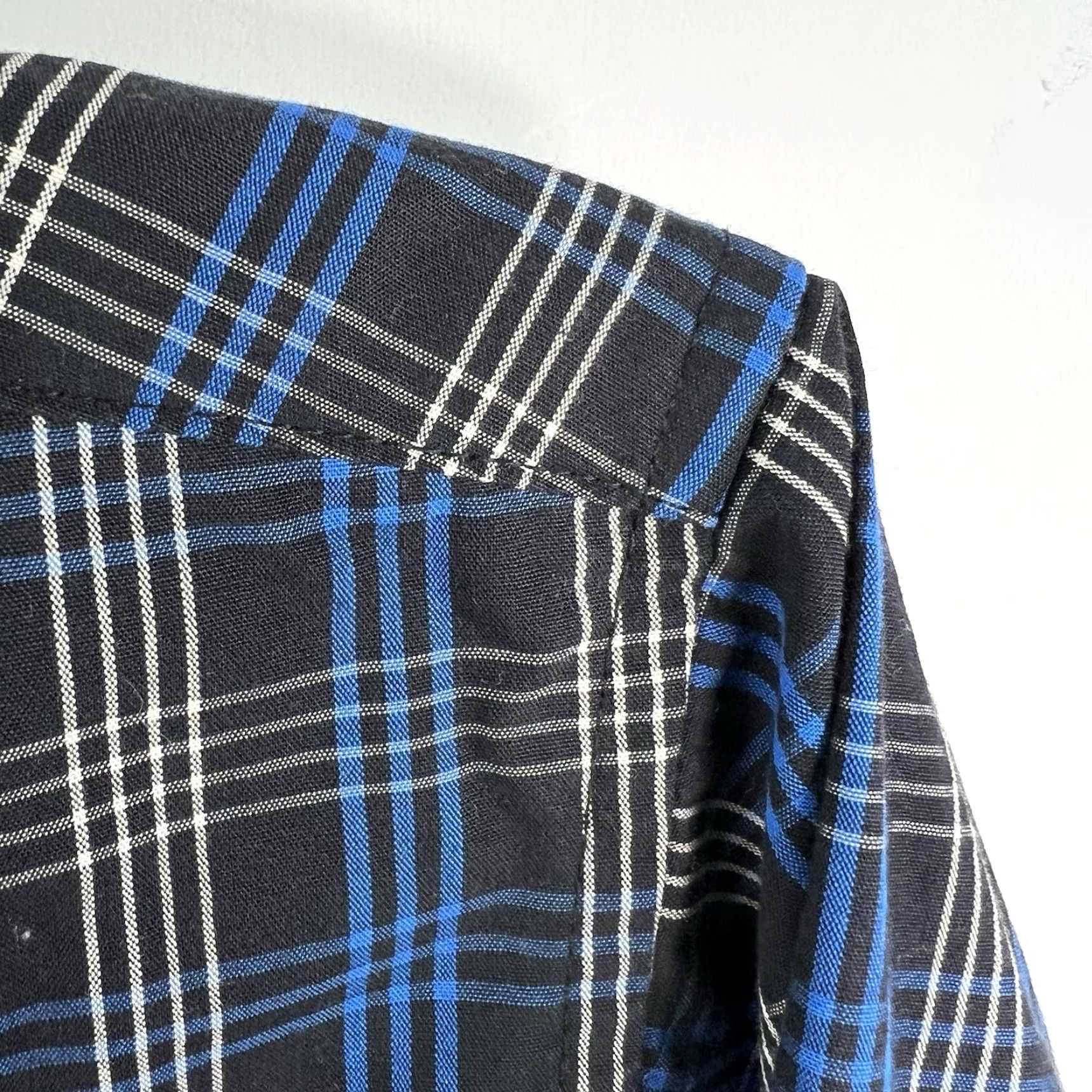Wrangler VINTAGE Wrangler Pearl Snap Check Shirt Mens XL Blue/Black Long Sleeve Size US XL / EU 56 / 4 - 2 Thumbnail