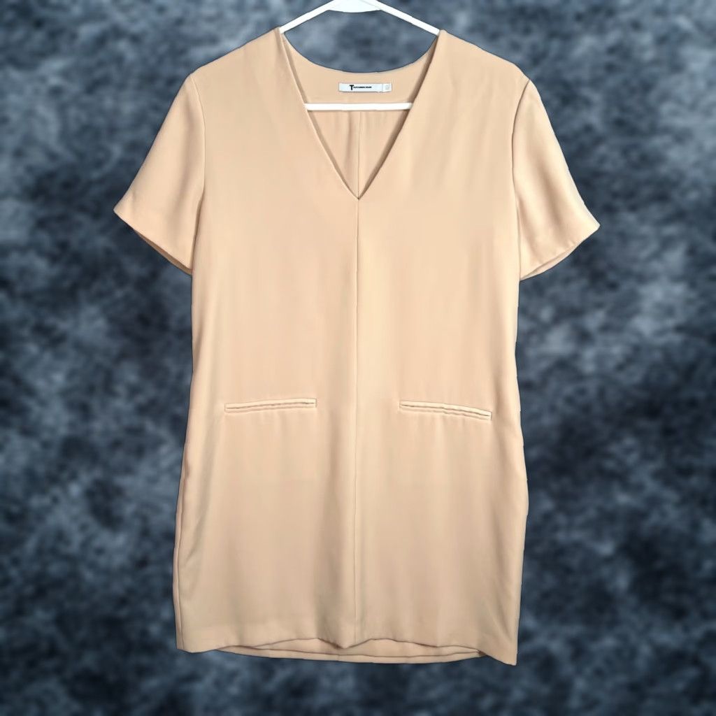 Alexander Wang Alexander Wang Womens Dress Beige V-Neck Short Sleeve Shift Adult Womens 4 Regular Size 27" / US 4 / IT 40 - 1 Thumbnail