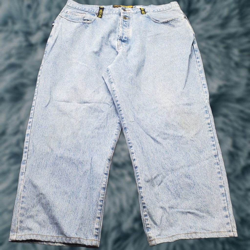 Vintage Mecca Mens Jeans Blue Denim High Rise Light Wash Cropped 42 Baggy Button Fly Vintage No N/A Size US 42 / EU 58 - 1 Thumbnail