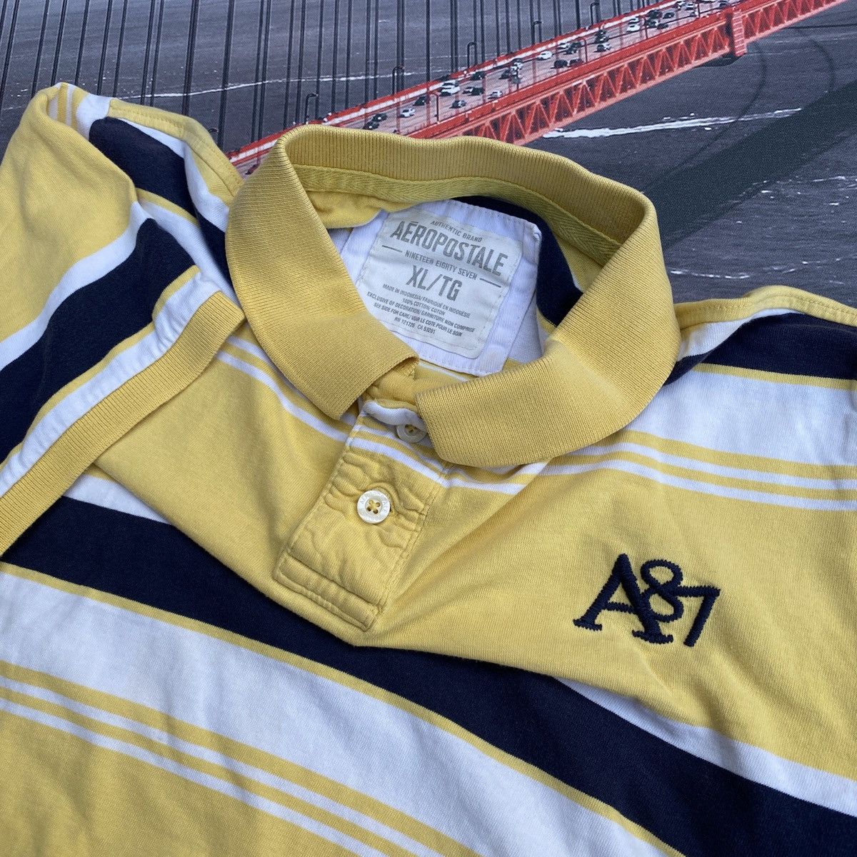 Aeropostale Aeropostale Shirt Size XL Striped Polo Short Sleeve A87 Y2K Size US XL / EU 56 / 4 - 3 Thumbnail