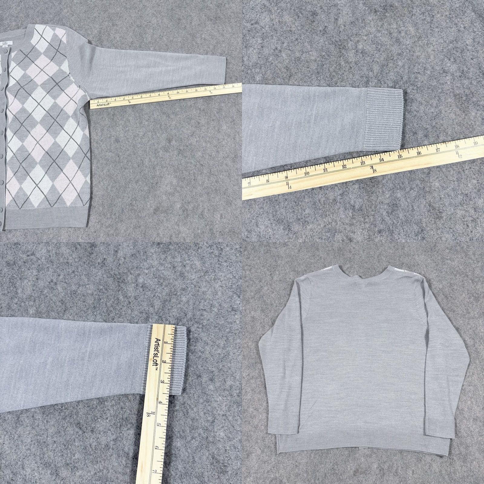 Croft & Barrow Croft & Barrow Cardigan Sweater Women's Large Gray PT Petite Knit Open Collarless Lightweight 90s Bohemian Regular Womens Size L / US 10 / IT 46 - 10 Thumbnail