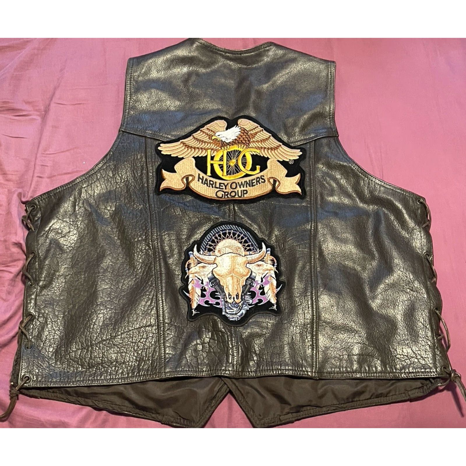 Vintage USA Bikers Dream Apparel Leather Vest Black Sz 56 Harley Davidson Patches Vintage DREAM Men Vest Size 56 Leather Black Pockets Size US XL / EU 56 / 4 - 5 Thumbnail