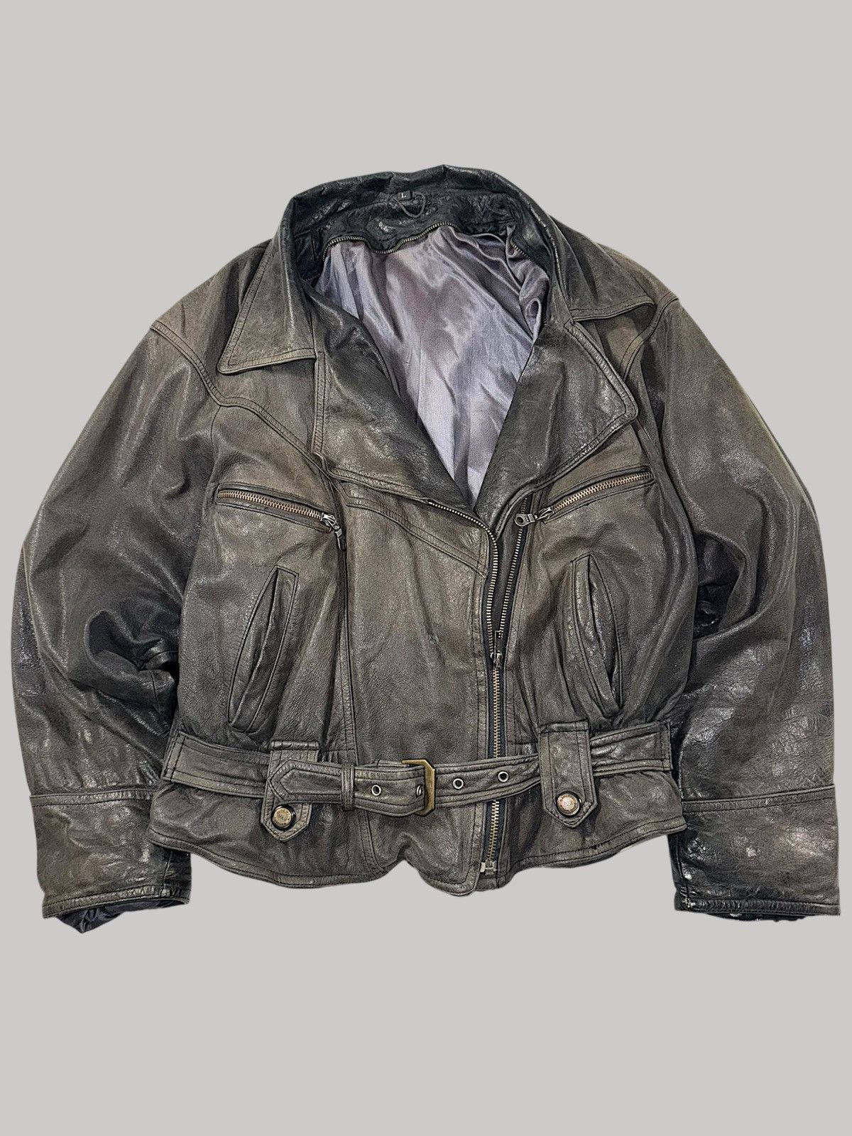 Vintage Vintage leather jacket avant garde biker cropped archive Size L / US 10 / IT 46 - 1 Thumbnail