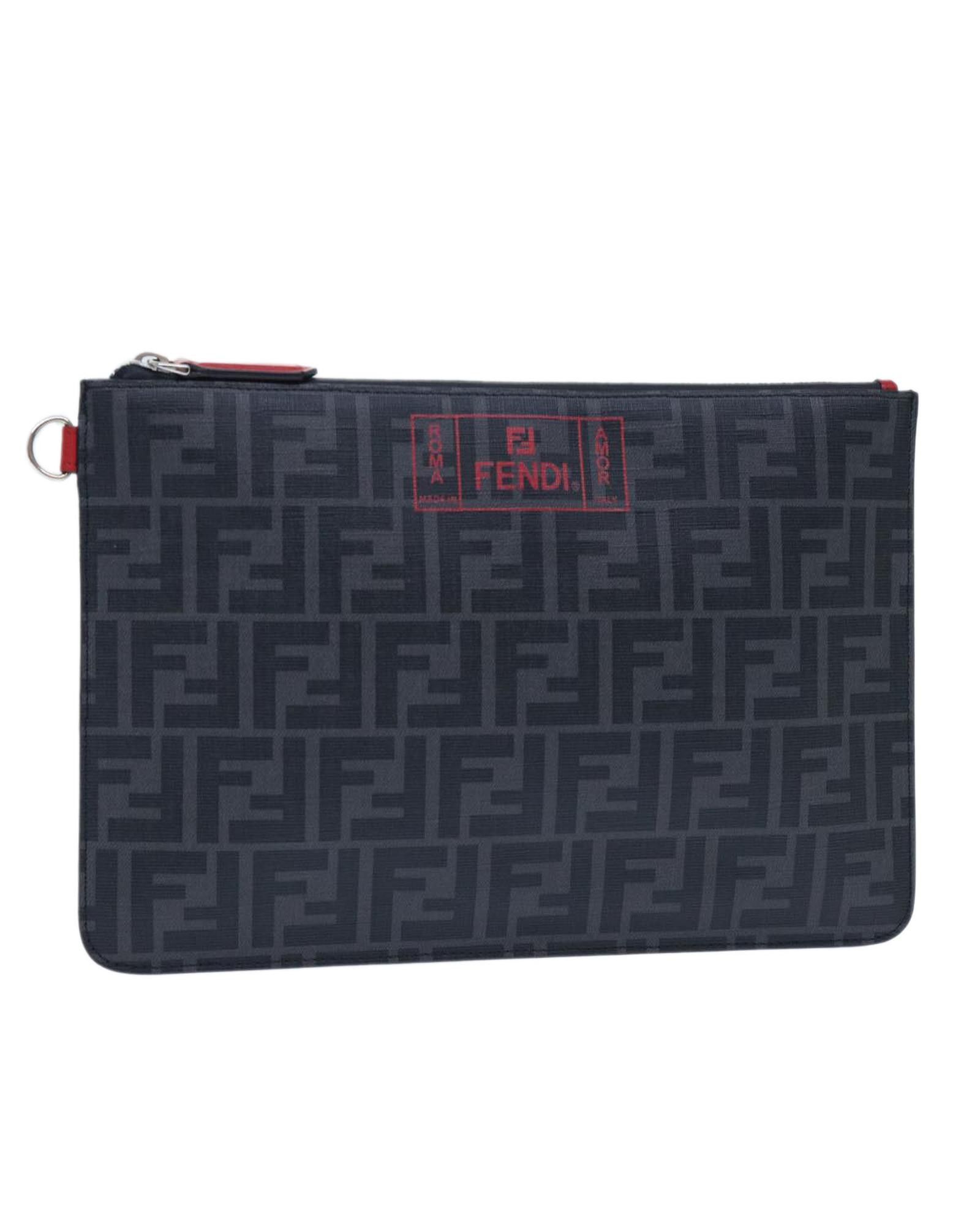image of Fendi Black Canvas Clutch Bag, Women's
