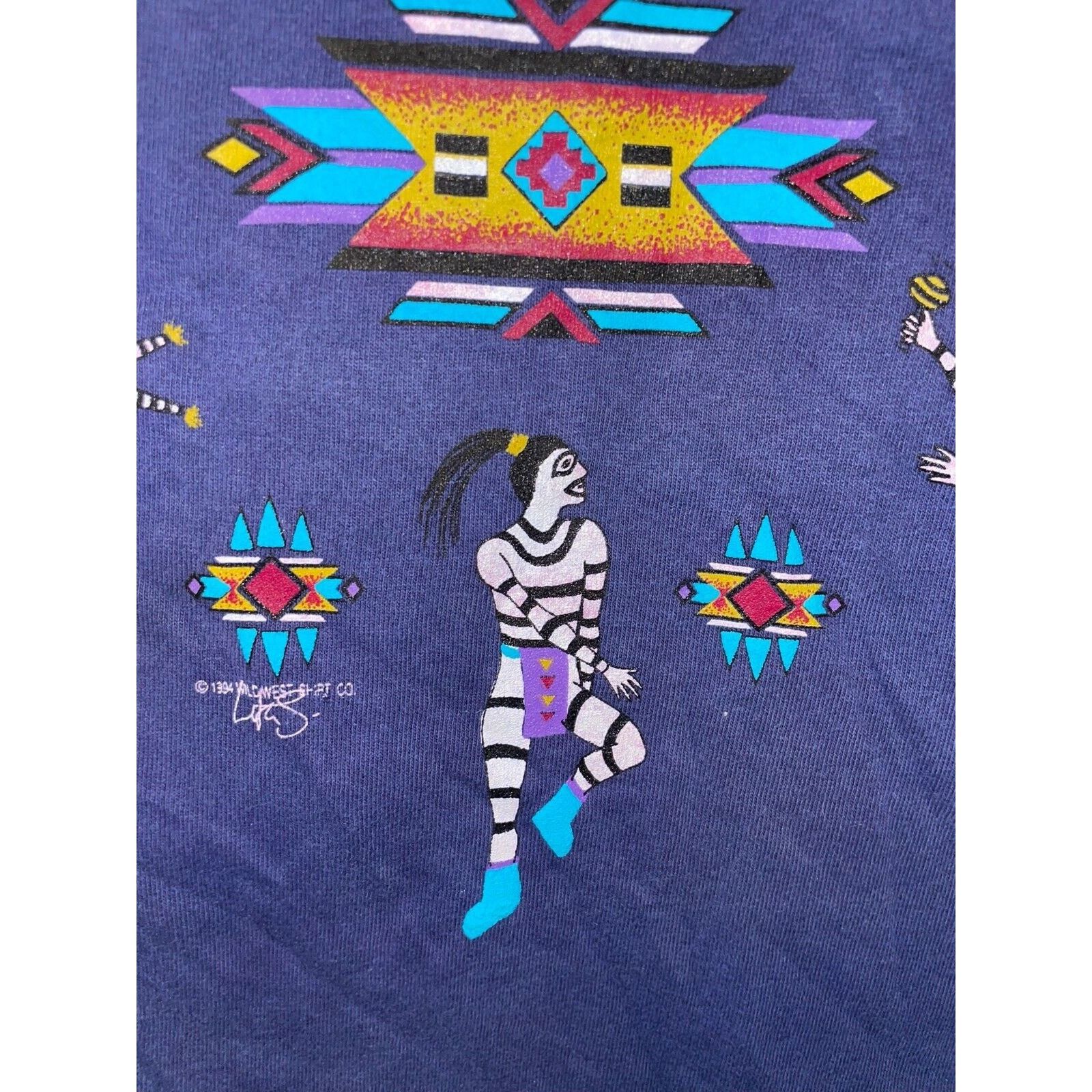 Vintage 1990s AZ Arizona Native American Striped Indian Dance Shirt Size US L / EU 52-54 / 3 - 7 Thumbnail
