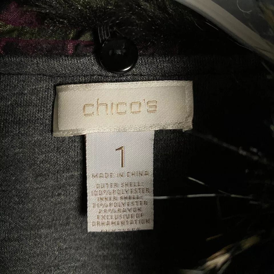 Chicos Chico's Coat Women's Size 1 Fur Collar Lined Striped Size XS / US 0-2 / IT 36-38 - 3 Thumbnail