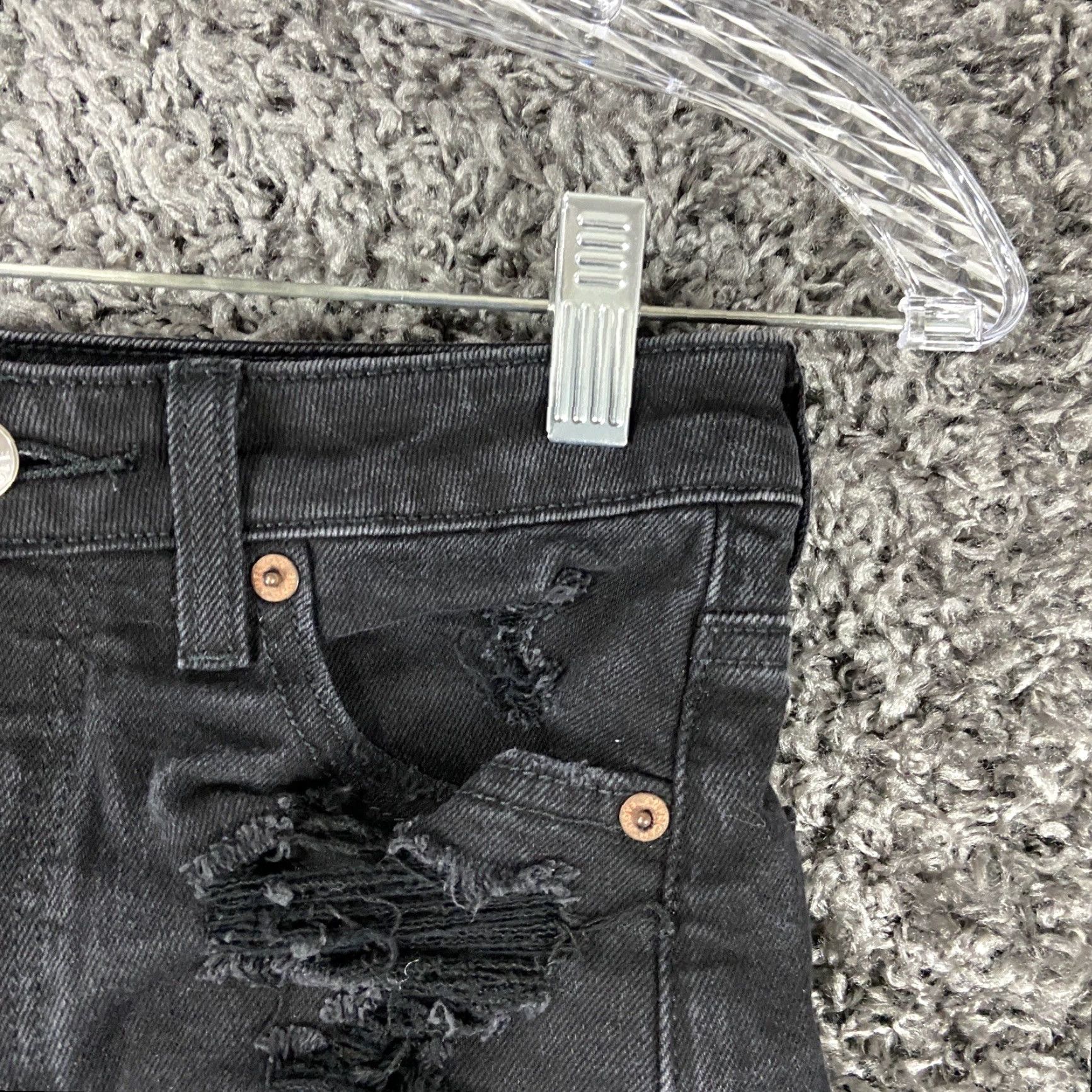 American Eagle Outfitters AMERICAN EAGLE Stretch Mom Short Distressed Black Denim Shorts Women’s 0 Size 25" / US 0 / IT 36 - 3 Thumbnail