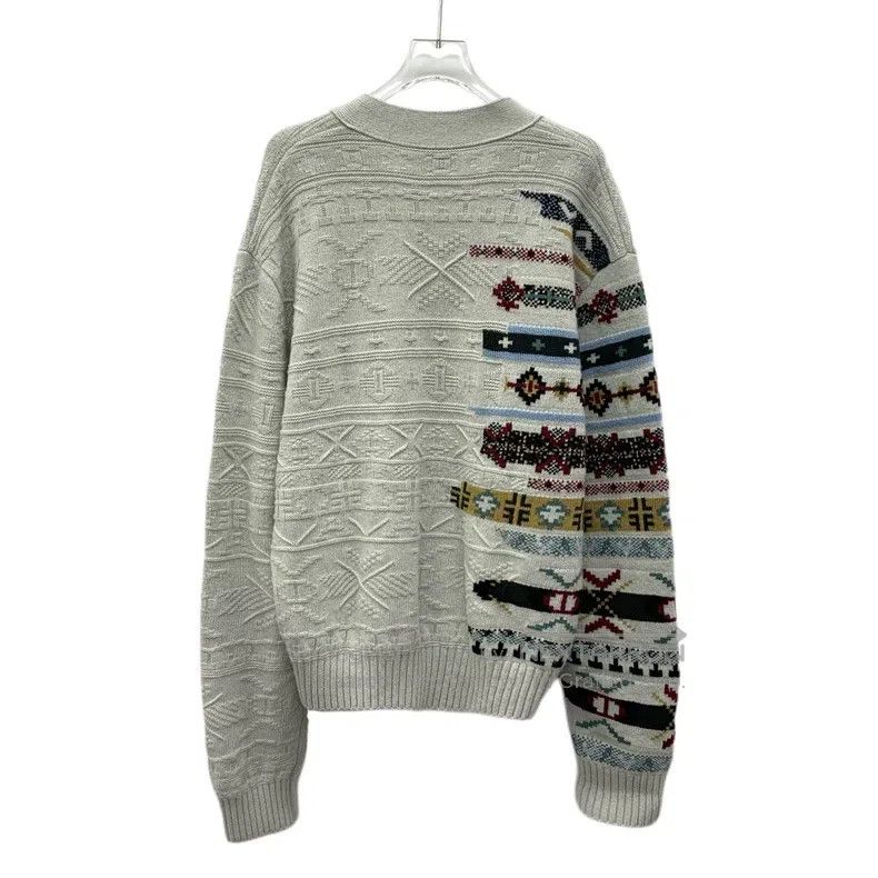 Hermes Hermes Gray jacquard floral patchwork cashmere V-neck sing Size US M / EU 48-50 / 2 - 2 Thumbnail