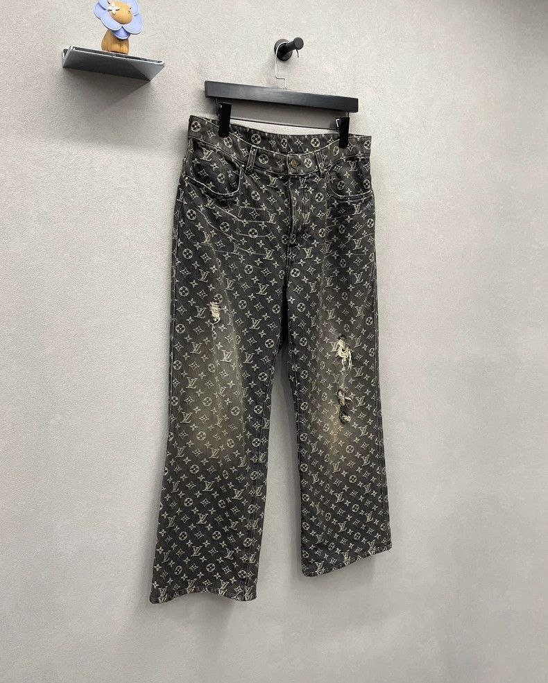 Louis Vuitton LV Black Gray Printed Denim Pants - dmc-2508 Size US 34 / EU 50 - 3 Thumbnail