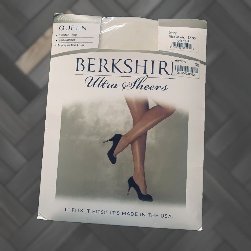 Vintage Berkshire Pantyhose Control Top Ultra Sheer 3X-4X Ivory Sandalfoot Women Queens? Size XXL / US 16-18 / IT 52-54 - 1 Thumbnail