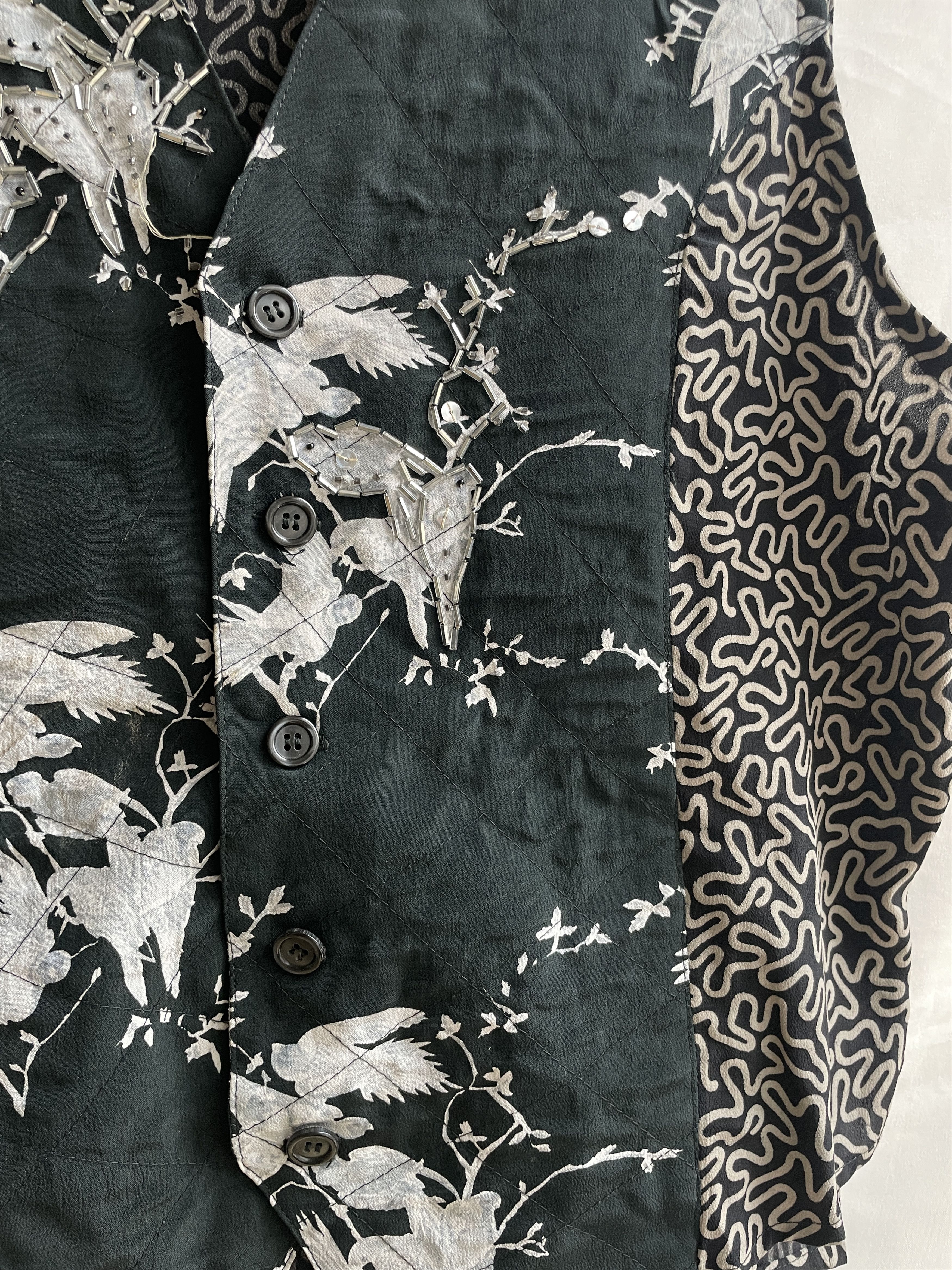 Vintage Paula & Mopitz Ibiza Loewe VTG 70s Silk Embelished Waistcoat Size L / US 10 / IT 46 - 7 Thumbnail