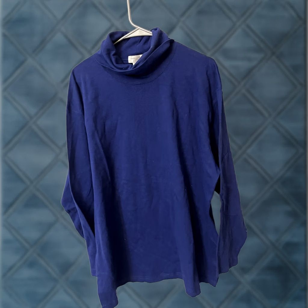 Jones New York VINTAGE Jones New York Sport TurtleNeck 1X Blue Pullover Knit Sweater Women Long Sleeve 100% Cotton Classic Size XL / US 12-14 / IT 48-50 - 1 Thumbnail