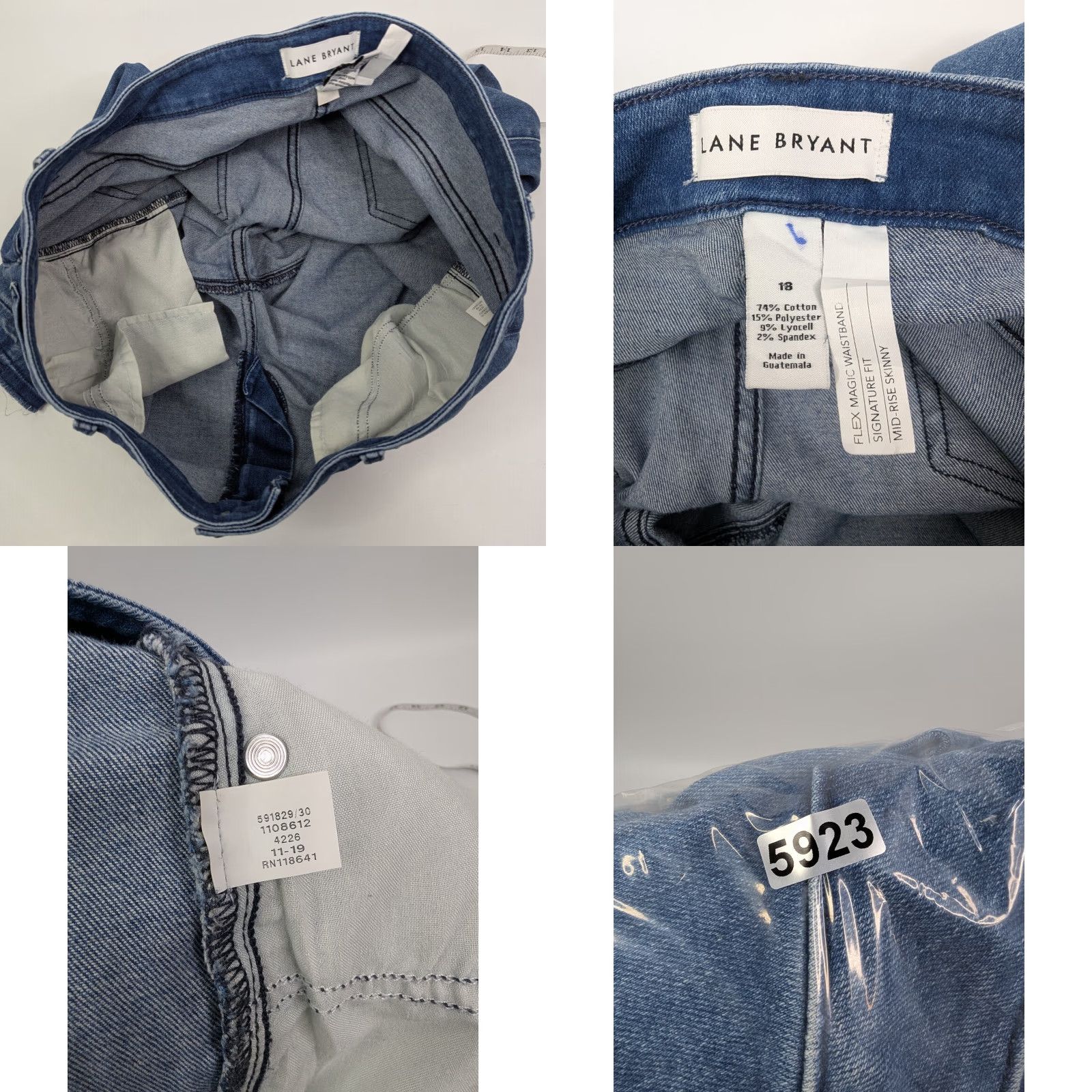 Vintage Lane Bryant Jeans Signature Fit Mid-Rise Skinny Size 18 Blue Cotton Blend Denim 5-Pocket Design City Womens Size 40" / US 18 - 8 Thumbnail