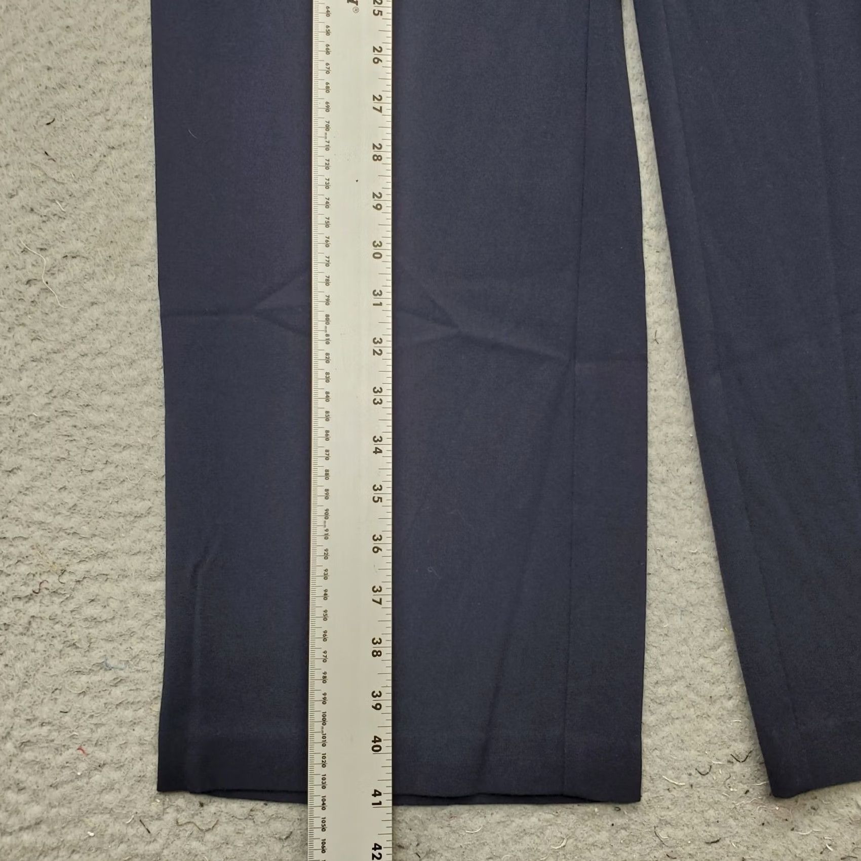 Vintage David Dart Womens Pants 12 Navy Regular Flat Front Stretch Wide-Leg Trouser Size 34" / US 12 / IT 48 - 3 Thumbnail