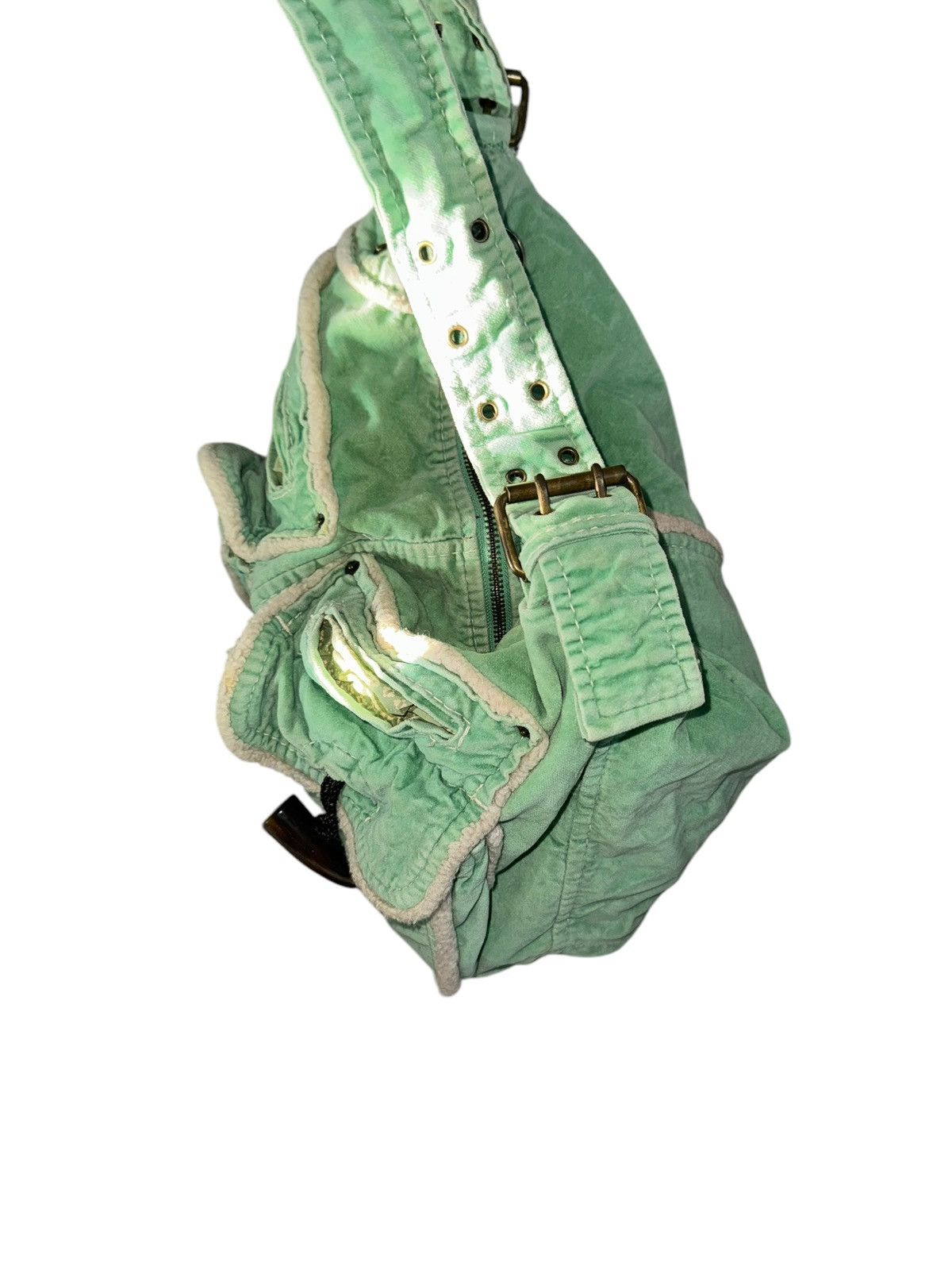 Gap × Vintage Y2K GAP Vintage Velvet Messenger Bag Green Handbag Size ONE SIZE - 3 Thumbnail
