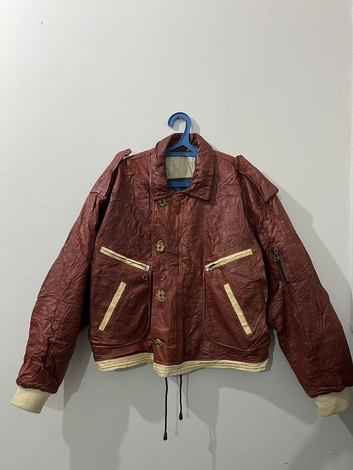 Jiberish VINTAGE 80s LEATHER JACKETS BOMBER STYLE Size US L / EU 52-54 / 3 - 1 Thumbnail