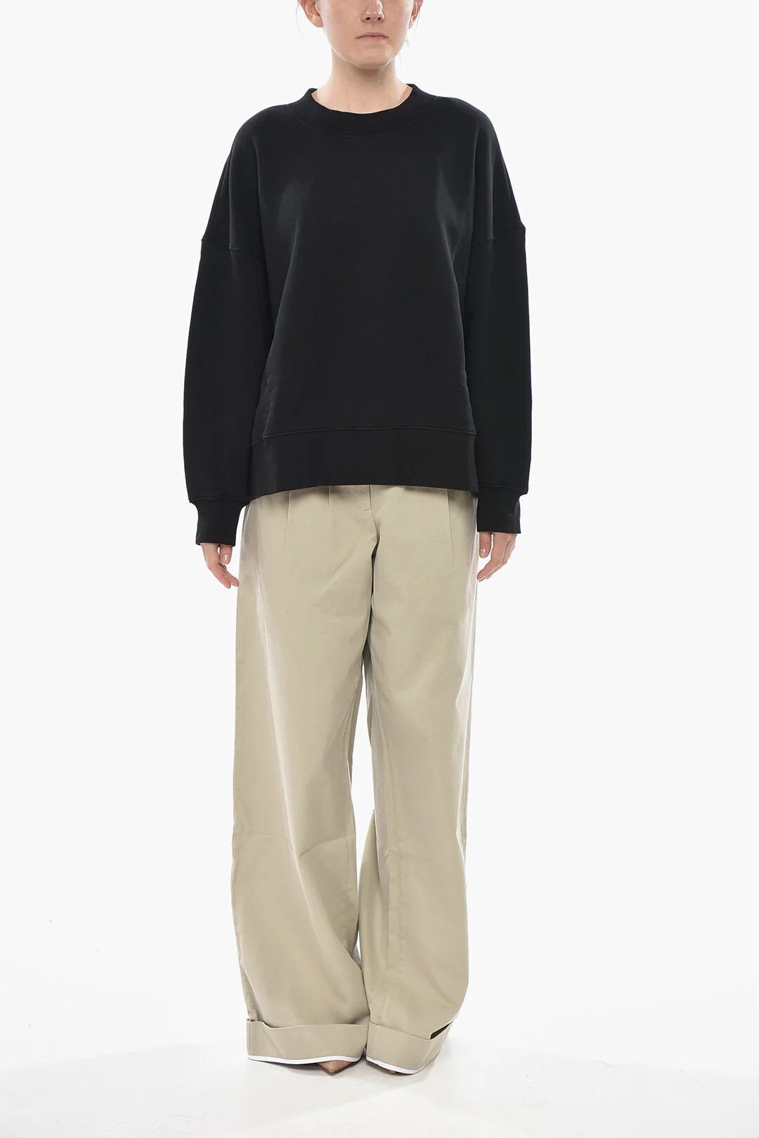 Palm Angels og1mm0326 Brushed Cotton Crewneck Sweatshirt in Black Size XL / US 12-14 / IT 48-50 - 4 Thumbnail