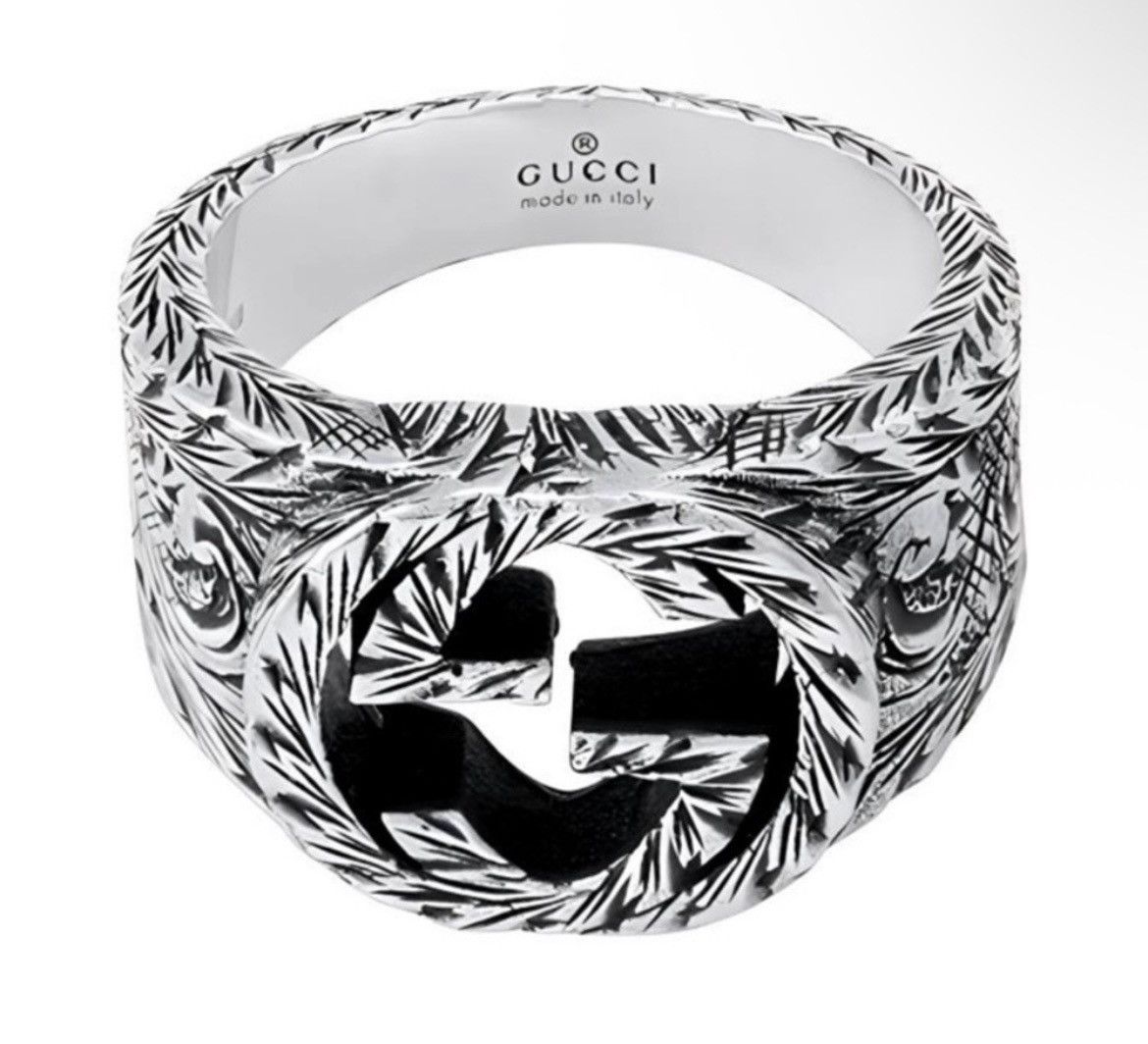Gucci Gucci GG Logo Sterling Silver 925 Ring Unisex 455302 Size ONE SIZE - 2 Thumbnail