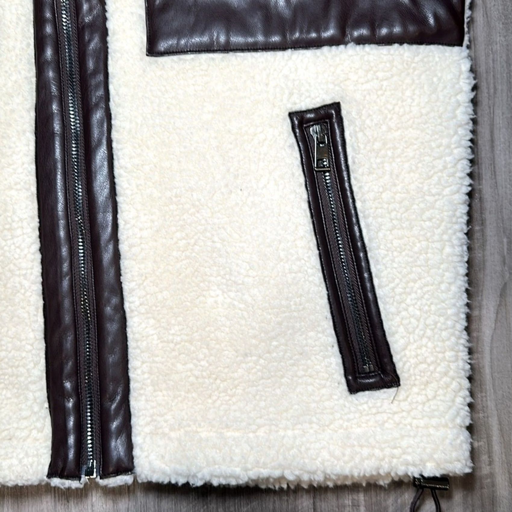 Michael Kors Michael Kors Vest Bomber Jacket Men Medium Sherpa Faux Leather Lined Cream Color NWT Bone Brown Polyester 100% Size US M / EU 48-50 / 2 - 4 Thumbnail