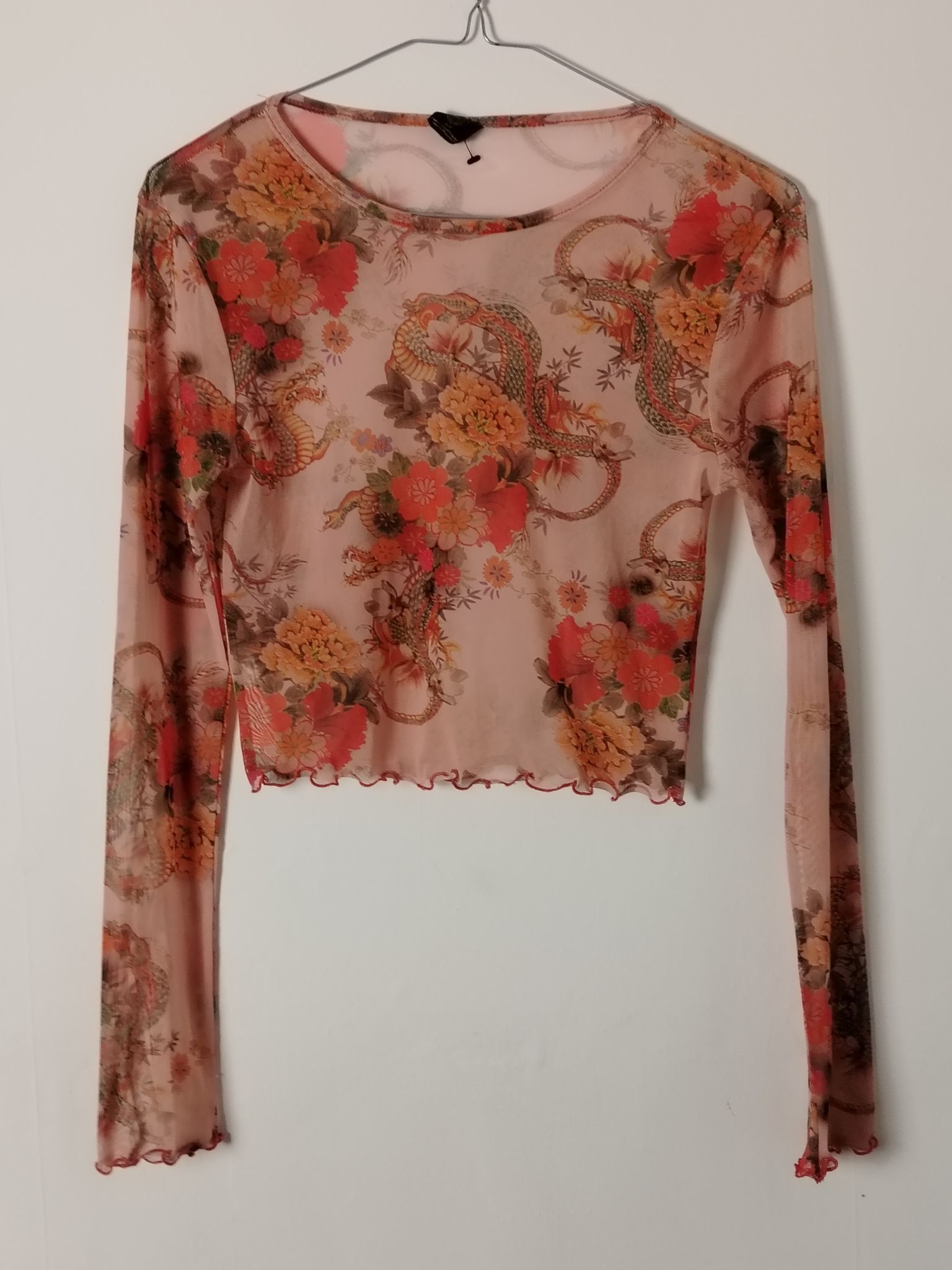 Urban Outfitters Pre-Loved Top Women S Floral Snake Print Sheer Long Sleeve Size S / US 4 / IT 40 - 5 Thumbnail