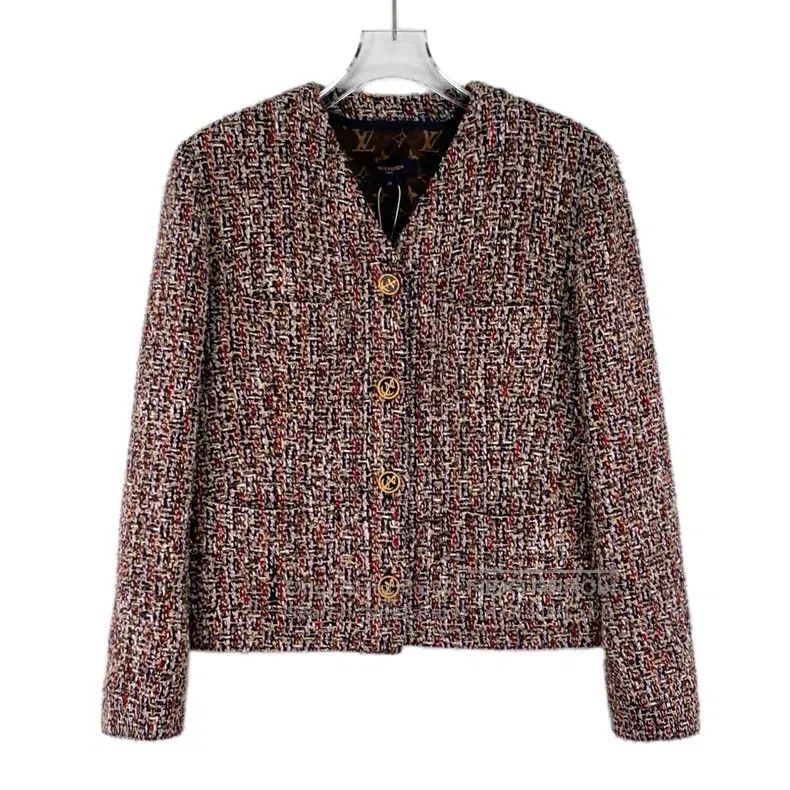 Louis Vuitton Louis Vuitton Color-block print sheep-wool V-neck single-b Size XS / US 0-2 / IT 36-38 - 1 Thumbnail
