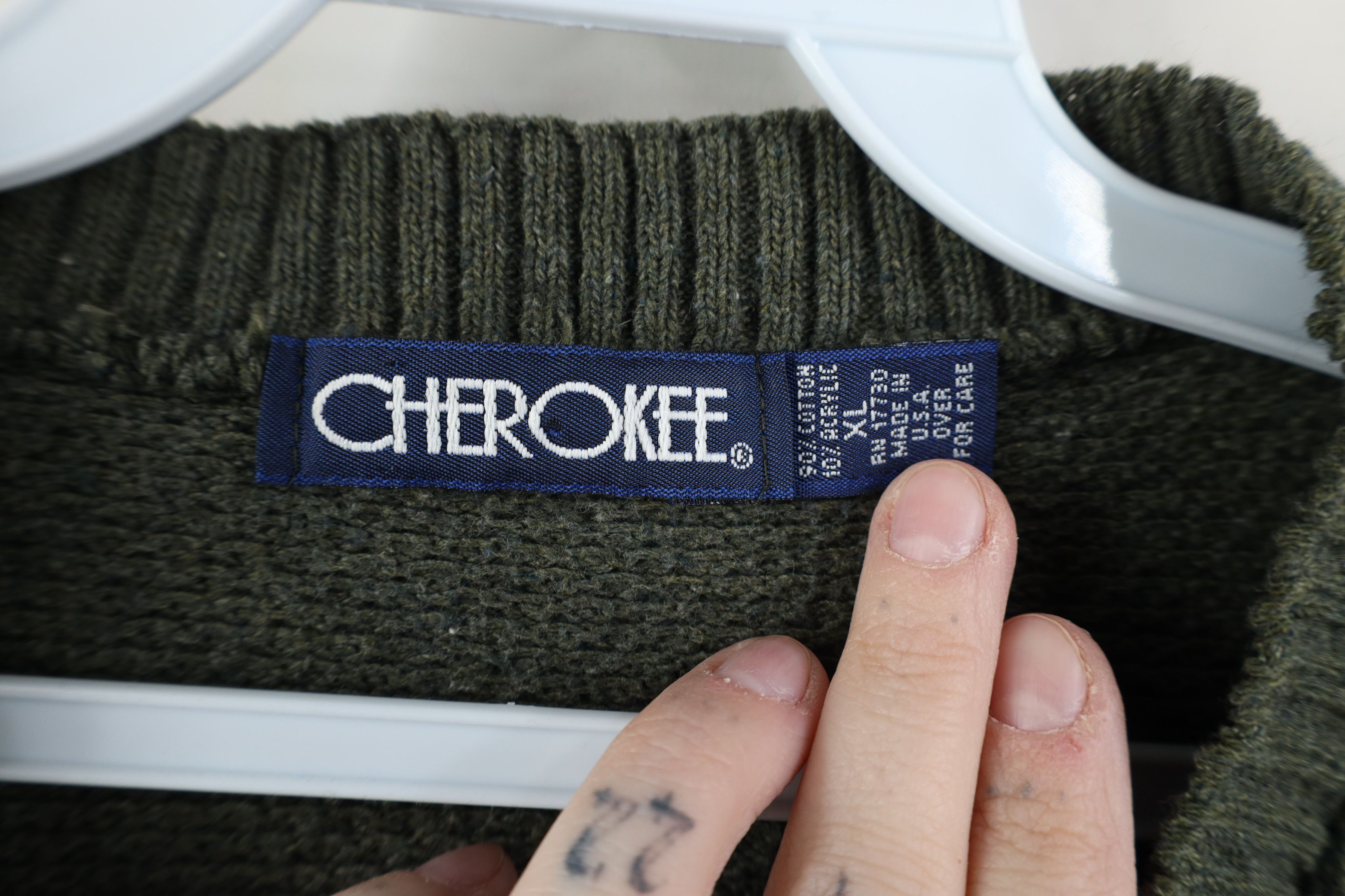 Vintage Vintage 90s Streetwear Weave Knit Henley Sweater Green USA Size US XL / EU 56 / 4 - 5 Thumbnail