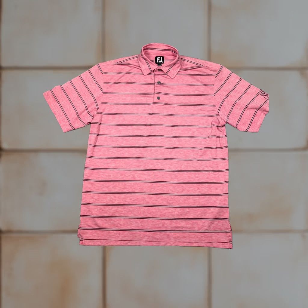Footjoy FootJoy Polo Shirt Mens M Pink Striped Performance Golf 12 Oaks Embroidered Size US M / EU 48-50 / 2 - 1 Thumbnail