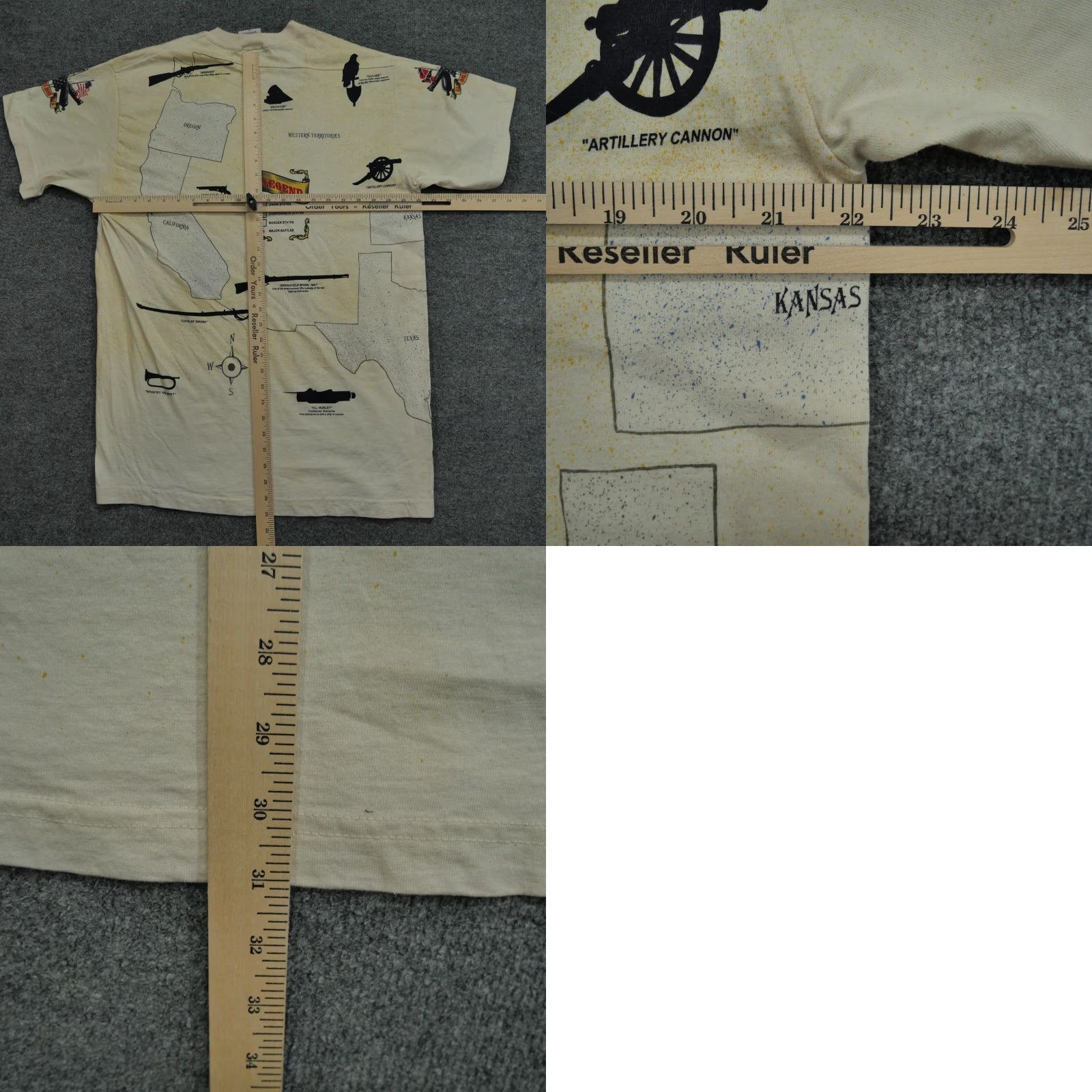 Vintage VINTAGE Civil War T Shirt Mens XL All Over Print AOP Map United States Adult 90s Size US XL / EU 56 / 4 - 9 Thumbnail