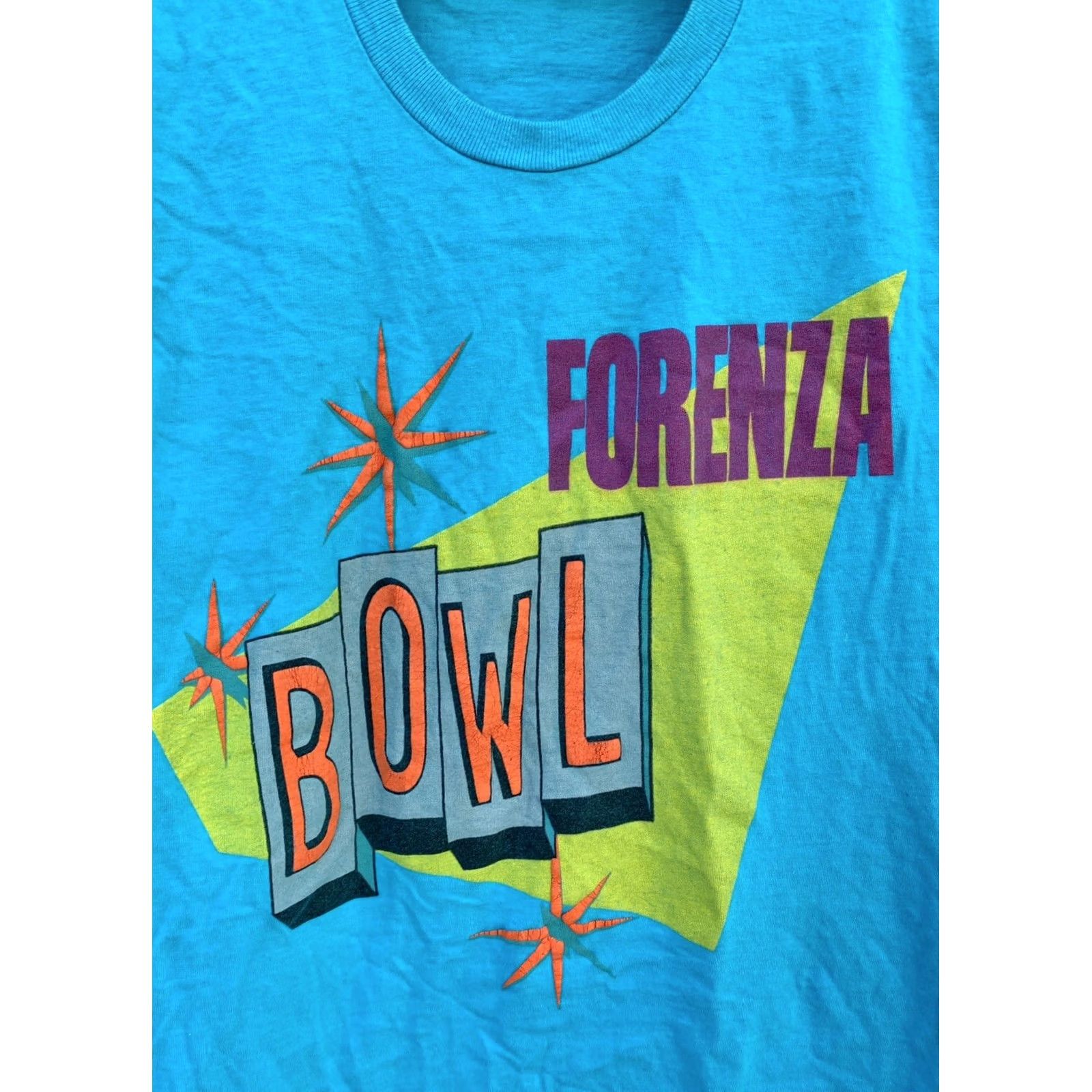 Vintage VINTAGE Forenza Bowl T Shirt Single Stitch Made In Italy 80s 1980s Size M Blue Cotton Graphic Print Men Short Sleeve Size US M / EU 48-50 / 2 - 3 Thumbnail