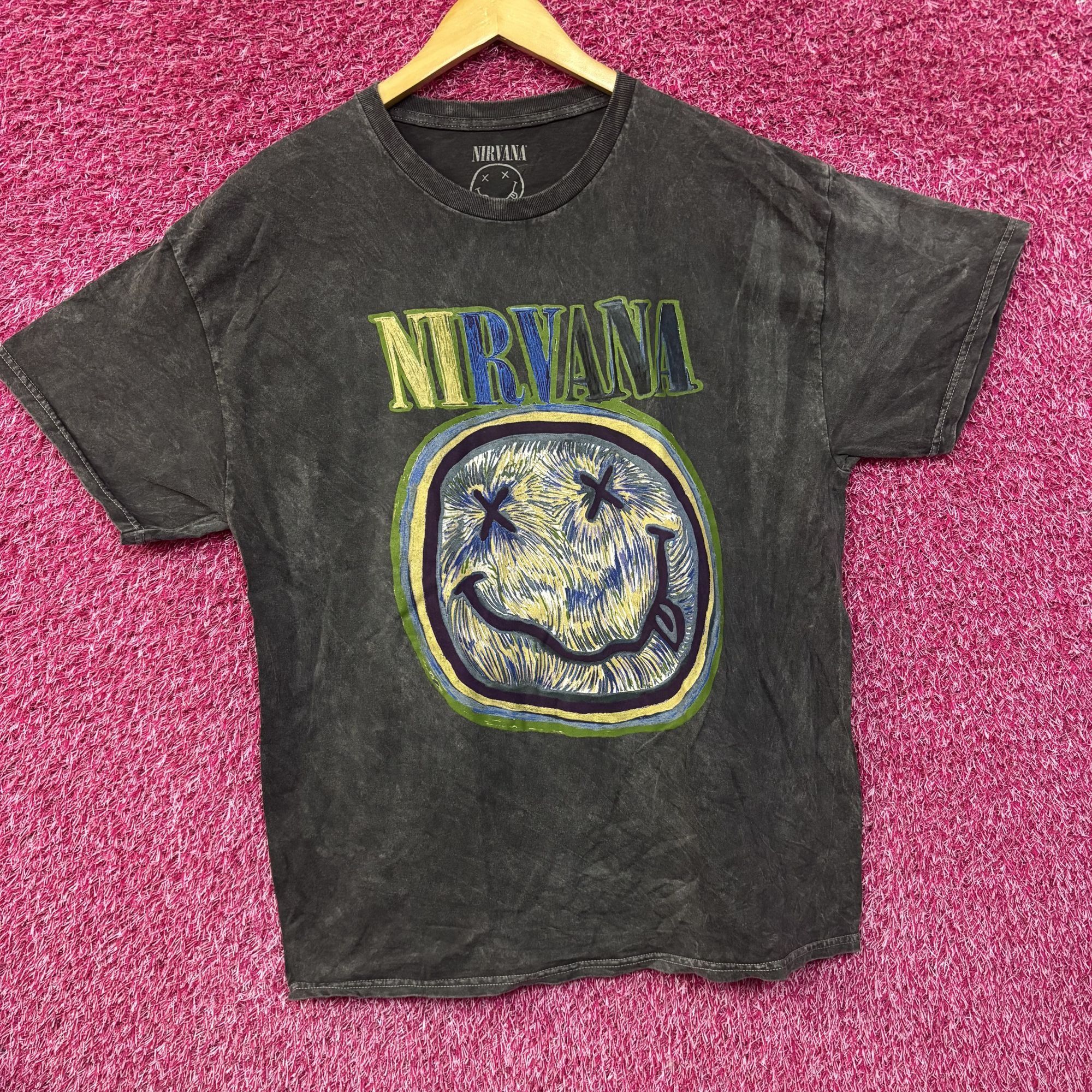 Nirvana Nirvana Graphic Smiley Face Charcoal T-Shirt XL Size US XL / EU 56 / 4 - 3 Thumbnail