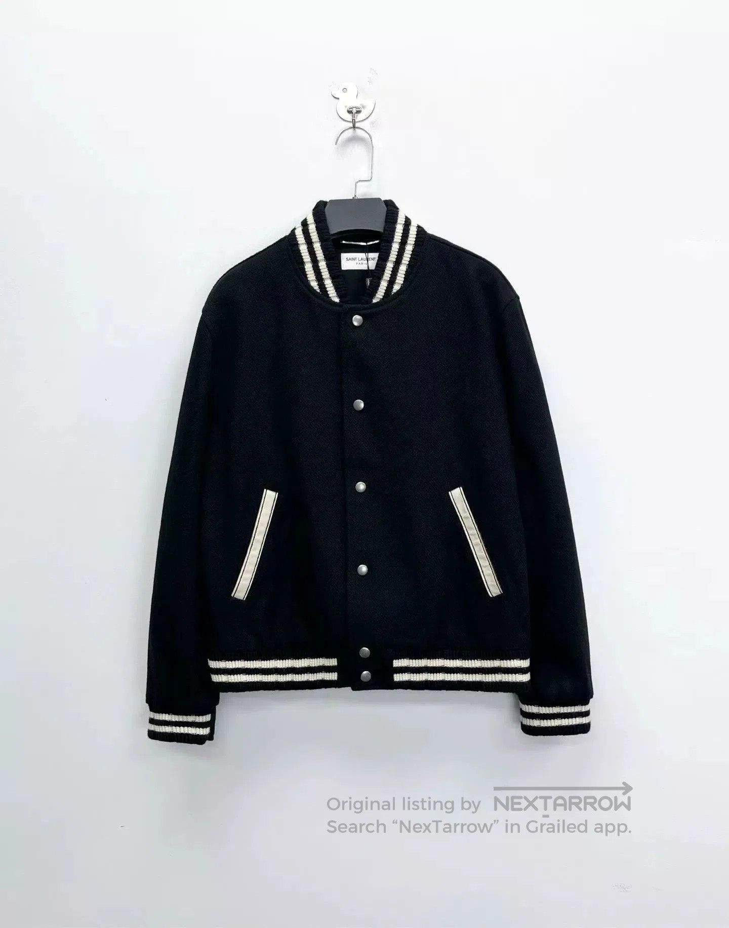 Saint Laurent Paris Saint Laurent Black Wool Baseball Jacket. Size US M / EU 48-50 / 2 - 1 Thumbnail