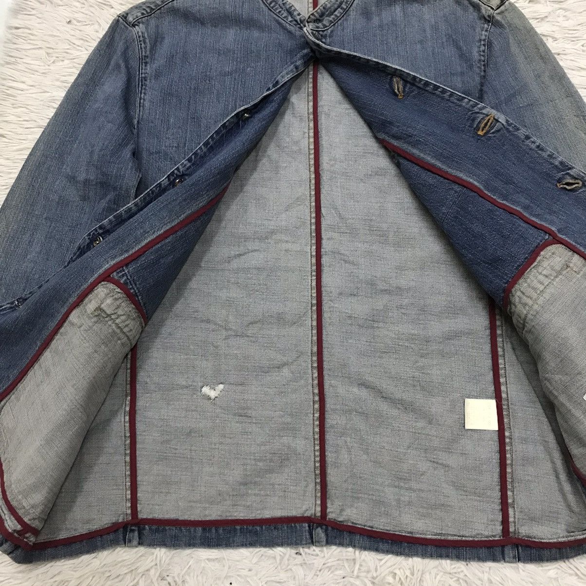 Japanese Brand Vintage Distressed Papas Tartan Neck Chore Jacket Denim Size US M / EU 48-50 / 2 - 15 Thumbnail