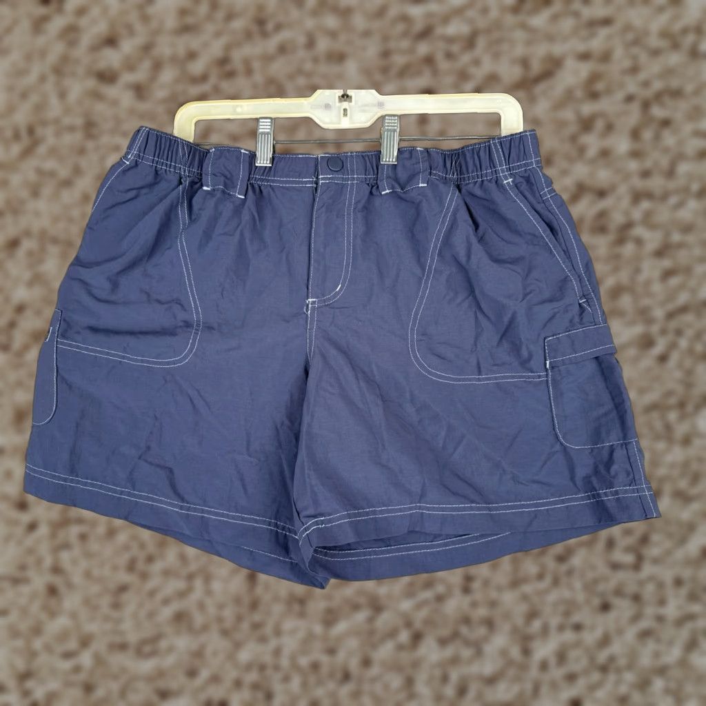 Vintage VINTAGE Columbia Women's Cargo Shorts Large Blue Sandy River Nylon Elastic Waist 34x6, Activewear Casual Travel Workout Size 36" / US 14 / IT 50 - 1 Thumbnail