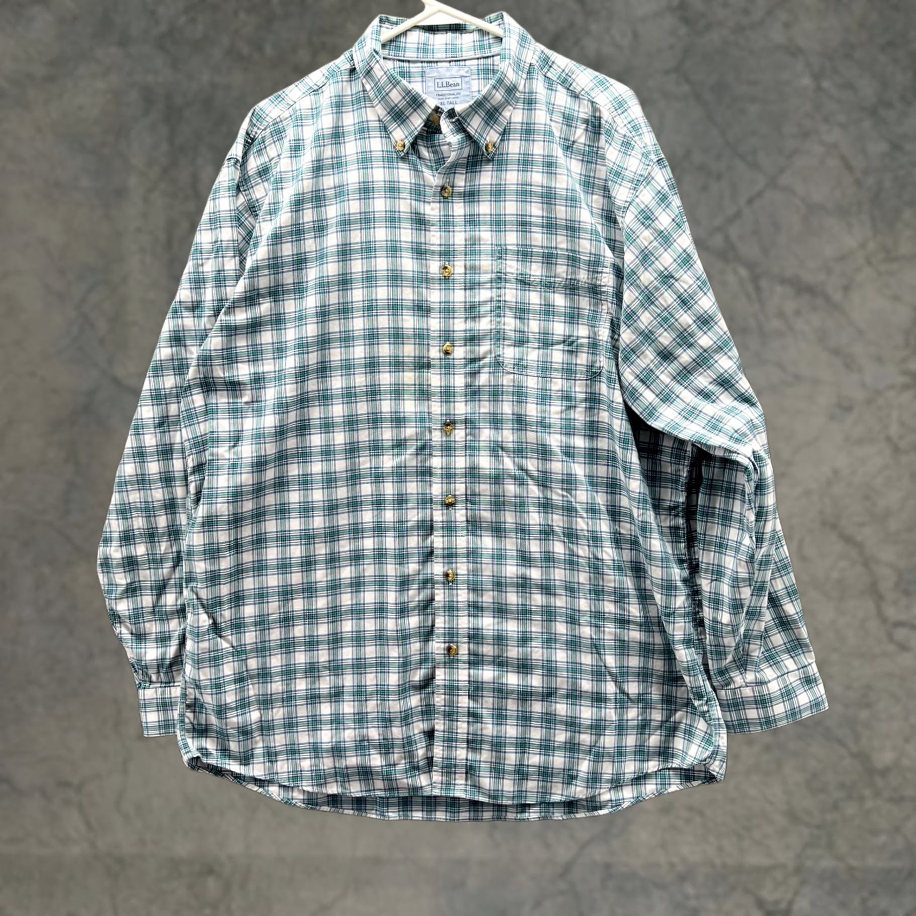 Vintage LL bean Shirt Men XLT Teal Blue Button Down Traditional Tall Plaid Size US XL / EU 56 / 4 - 1 Thumbnail