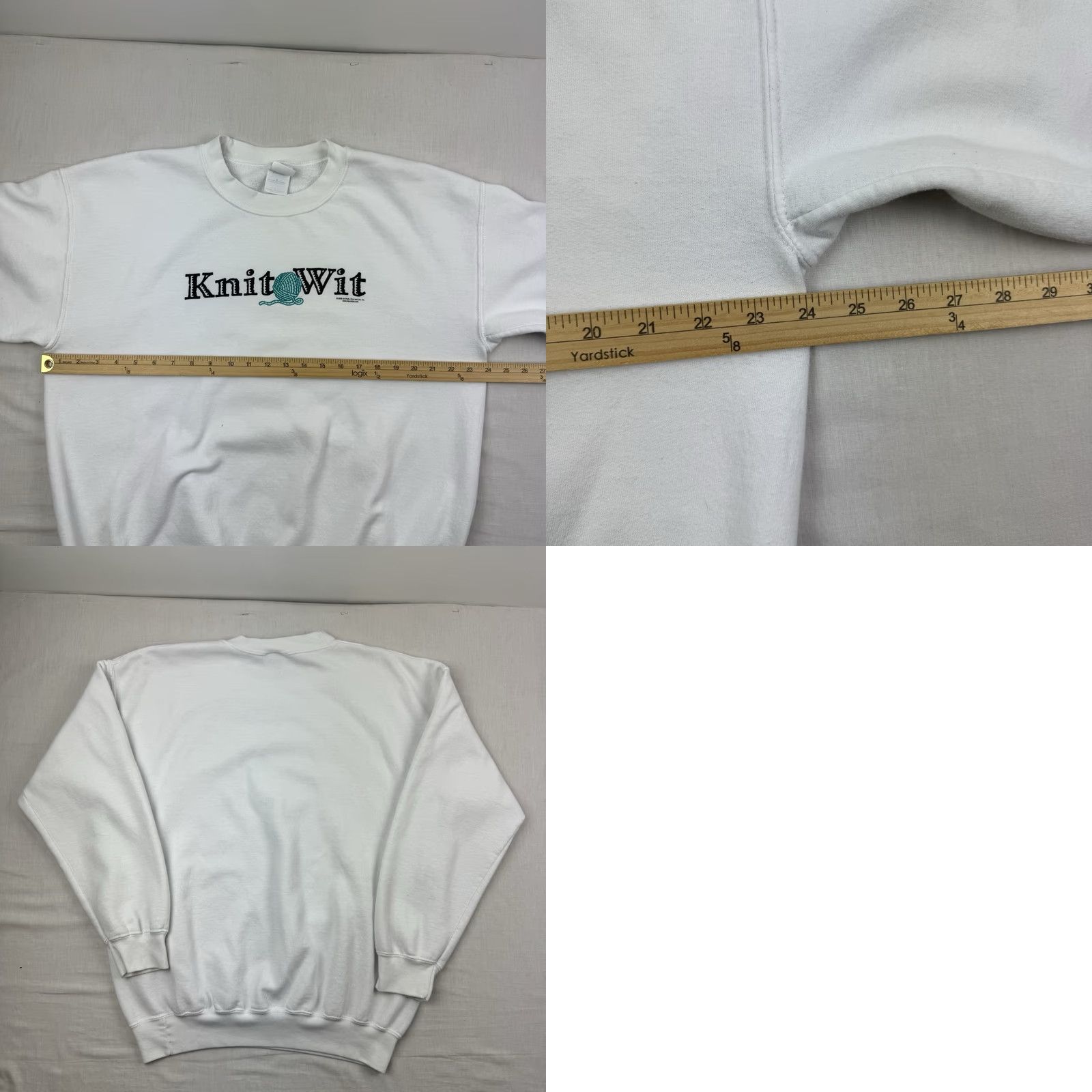 Gildan VINTAGE Sweatshirt Funny Knit Wit Adult Large Knitting Humor Crewneck 2004 Y2K Gildan White Mens Size US L / EU 52-54 / 3 - 8 Thumbnail