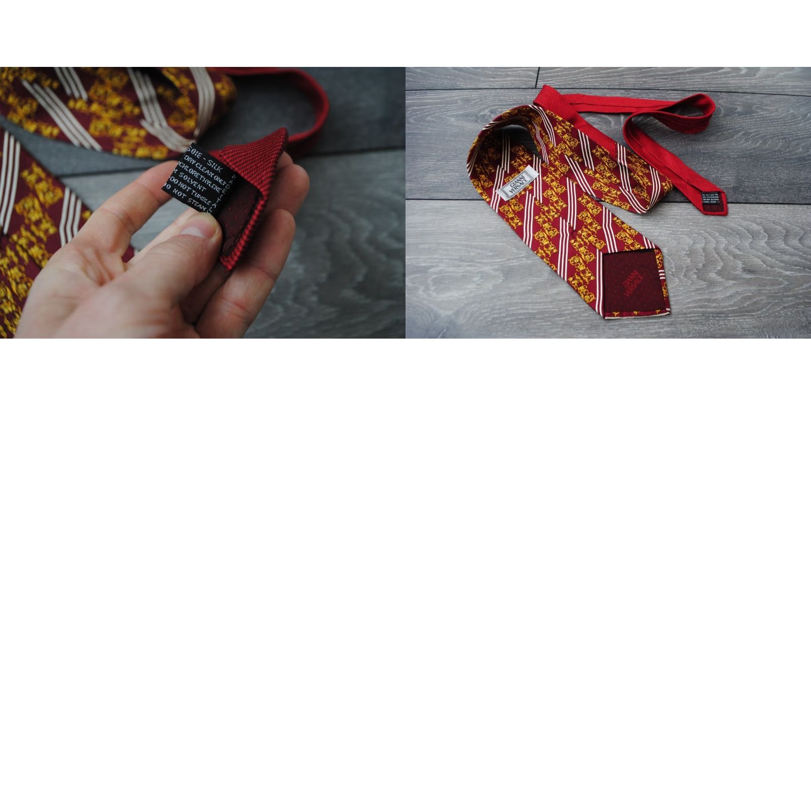 Versace VERSACE Red Tie 100% Silk Made in Italy Medusa Geometrical Striped Barocco Men Tie XS? Size ONE SIZE - 8 Thumbnail