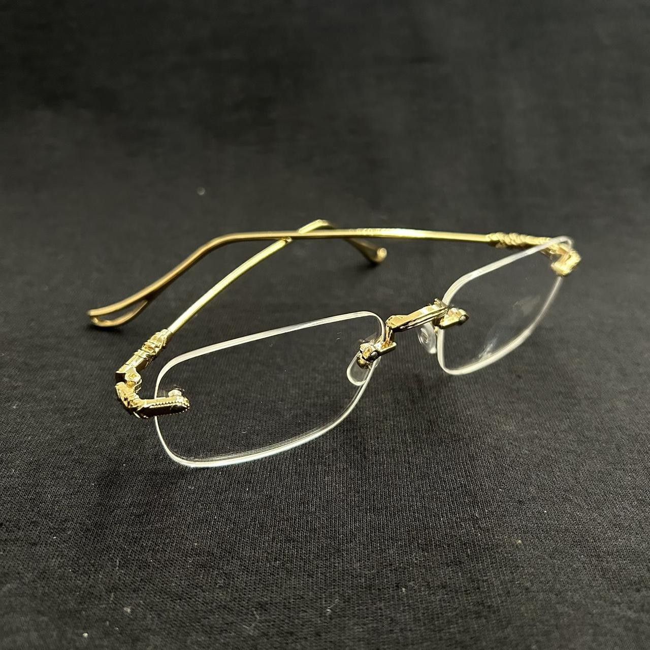Japanese Brand × Vintage Y2K 2000s Style Gold Cross Hip Hop Blue Tint Sunglasses Size ONE SIZE - 1 Thumbnail