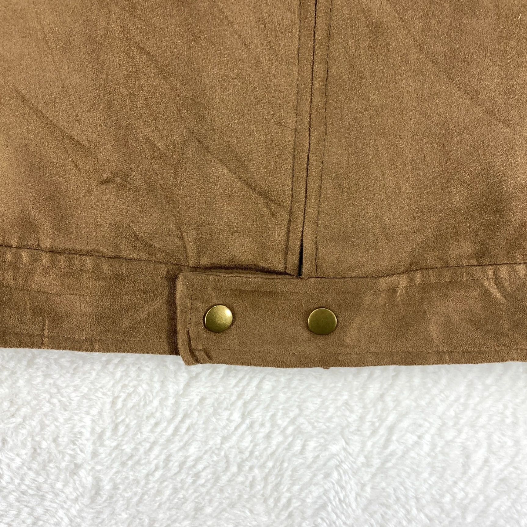 Vintage Petite Sophisticate Sweater Jacket Shacket Faux Suede Knit Sleeves Brown Size M - Womens Jacket (Regular, Brown) Full Zip Pockets Size M / US 6-8 / IT 42-44 - 3 Thumbnail
