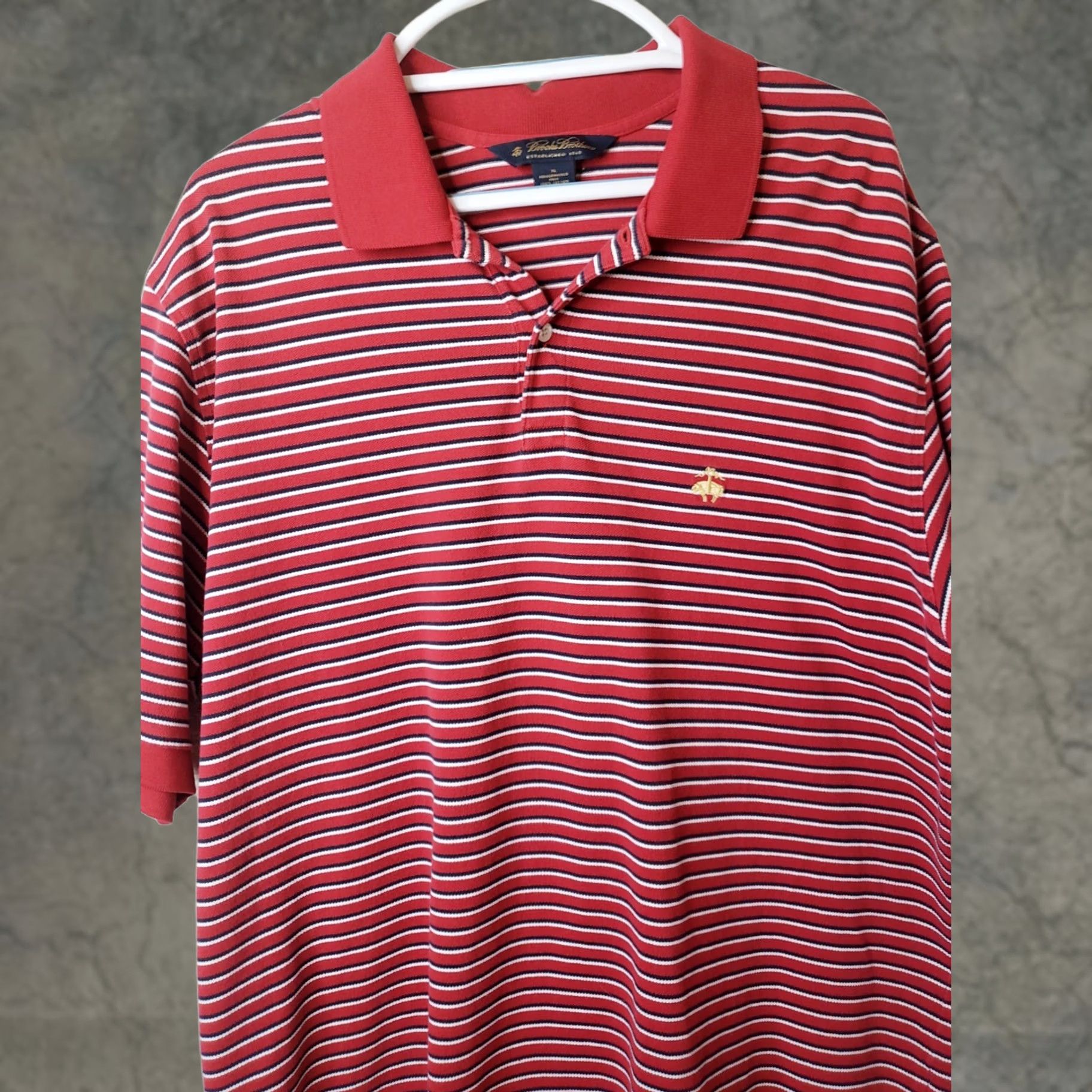Brooks Brothers Brooks Brothers Performance Polo Shirt Mens XL Red Striped Cotton Original Fit Size US XL / EU 56 / 4 - 1 Thumbnail