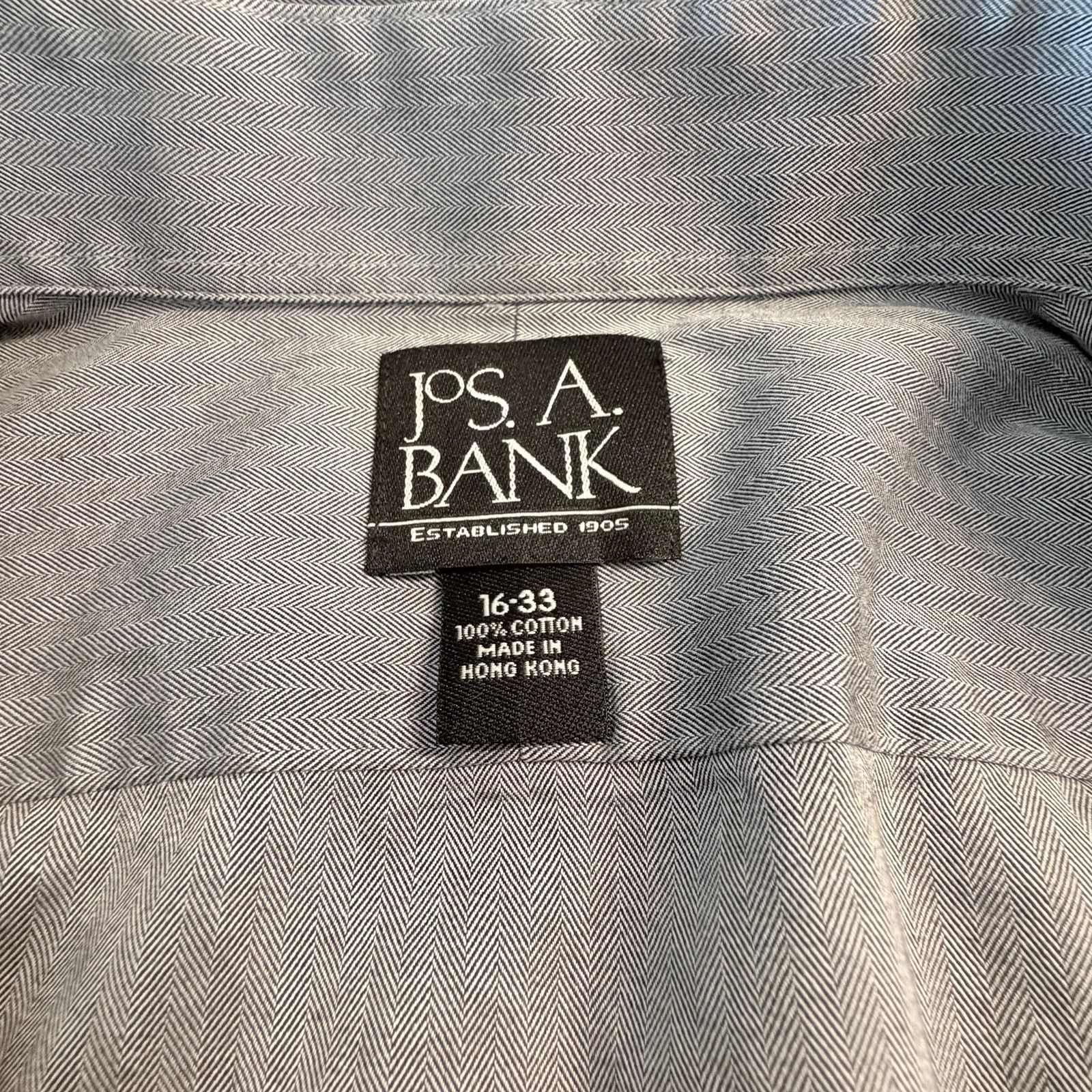 Jos. A. Bank PS A Bank Gray Herringbone Button Shirt Size US M / EU 48-50 / 2 - 3 Thumbnail