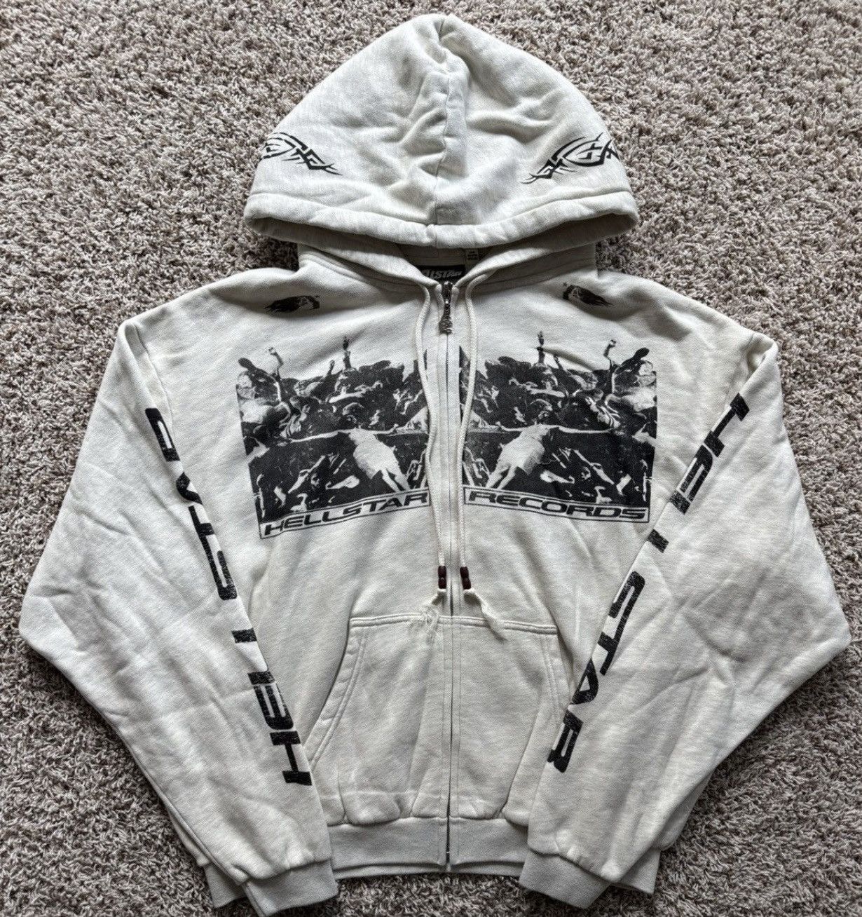 Hellstar Studios / Records Moshpit Zip Up Hoodie Oatmeal Tan
