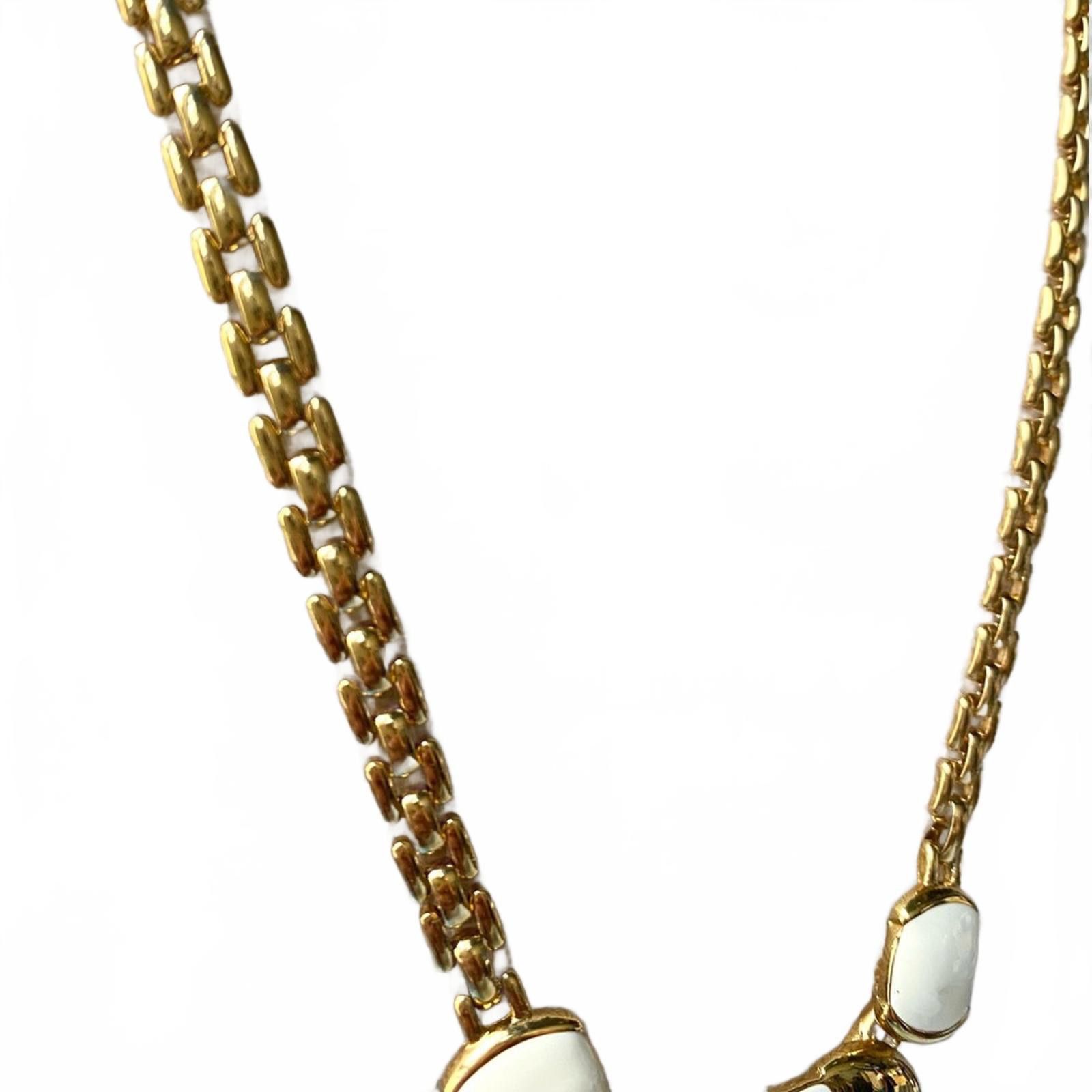 Monet Vintage Monet White Enamel Gold Tone Statement Necklace Size ONE SIZE - 7 Thumbnail