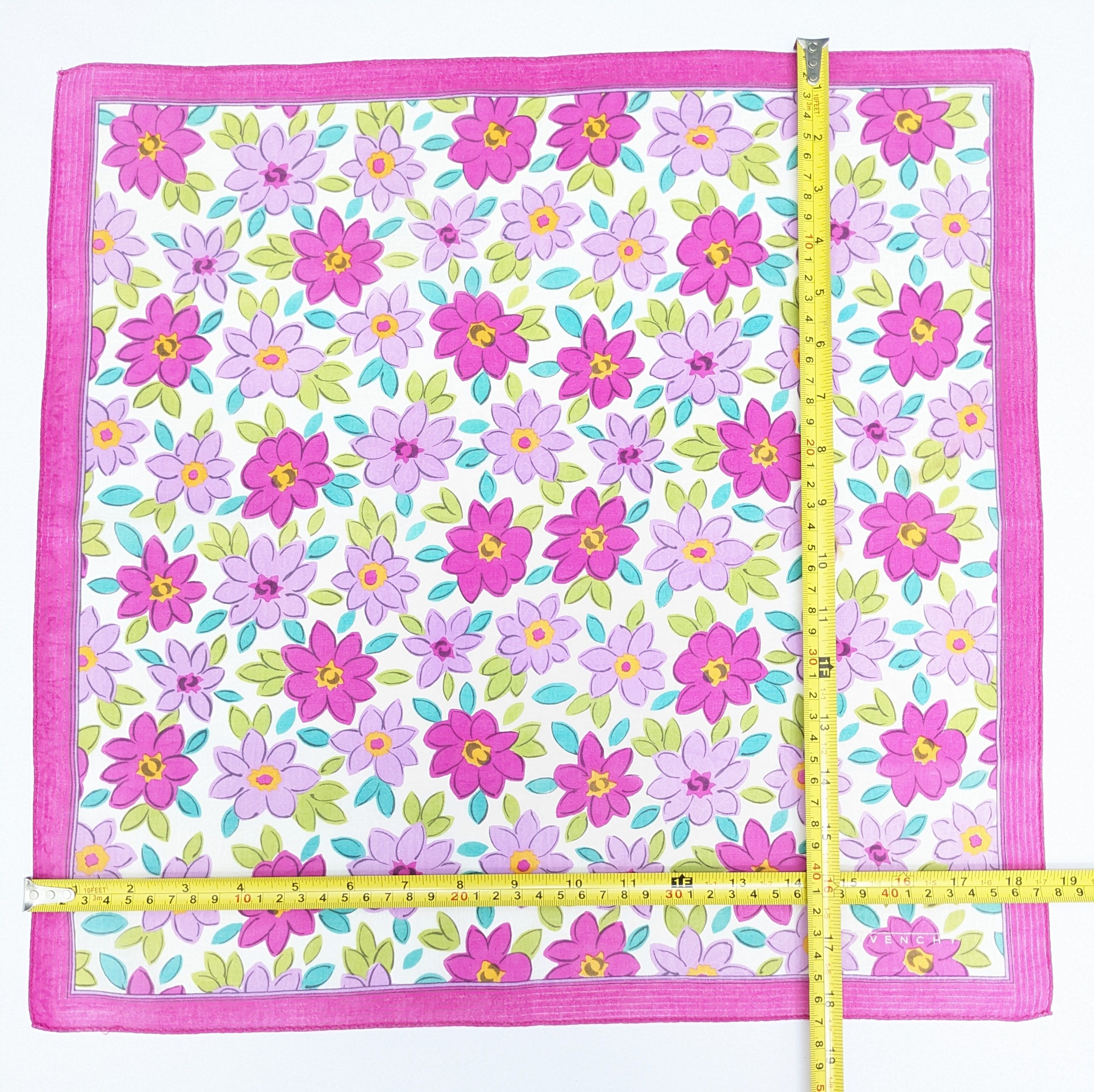 Givenchy Vintage GIVENCHY Handkerchief Floral Print Magenta Lavender Size ONE SIZE - 5 Thumbnail